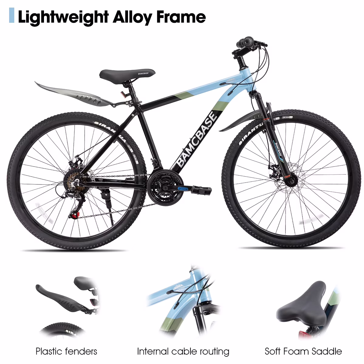 HILAND 27.5 Inch Mountain Bike, Mens and Womens Aluminum Frame MTB with 21 Speeds, Dis Brake, Hardtail Bicycle for Adults - Image 2