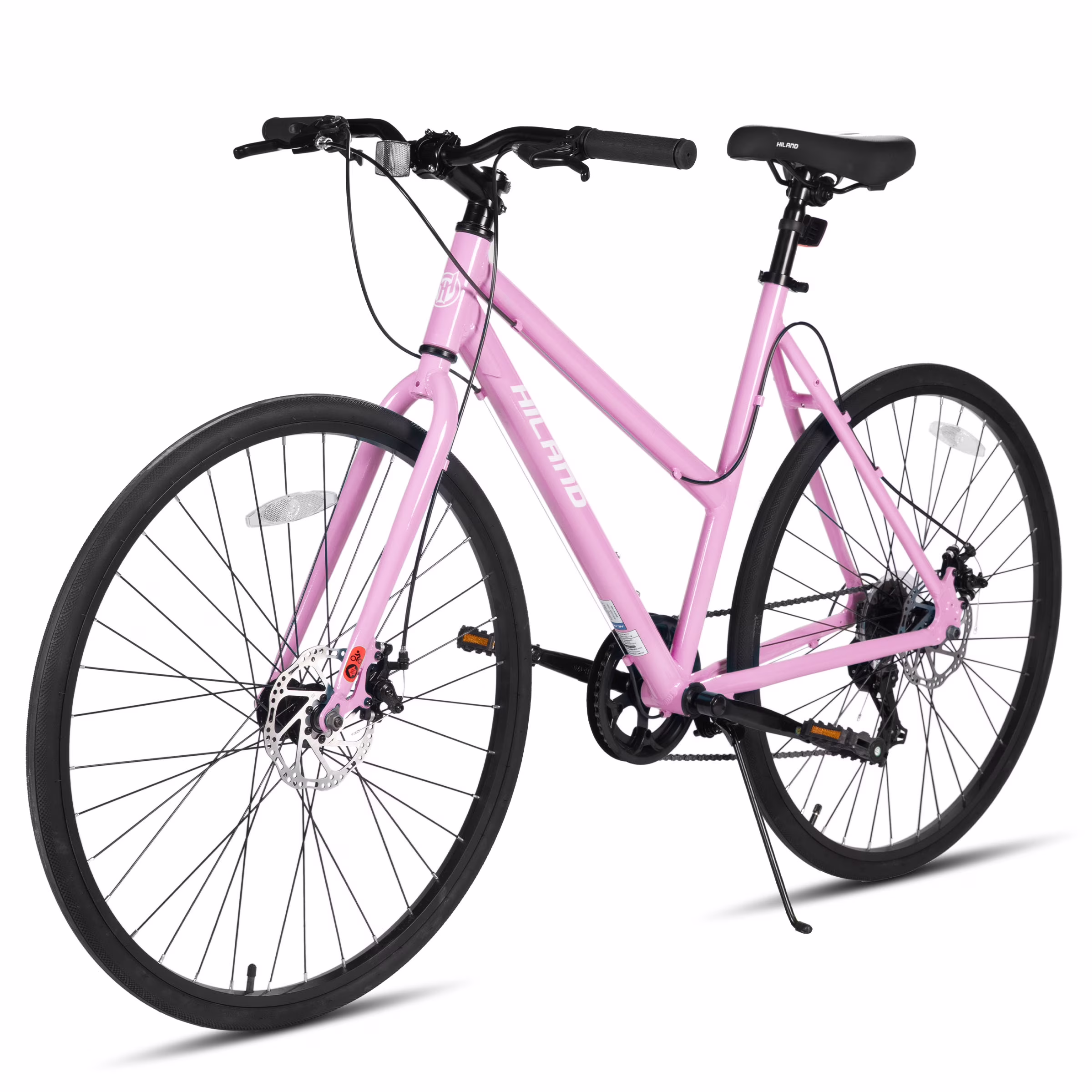 HILAND Unisex Commuter Road Bike 7-Speed Shimano, Mechanical Disc Brakes, 700c Alloy Frame (Black/Blue/Pink/White) - Image 3