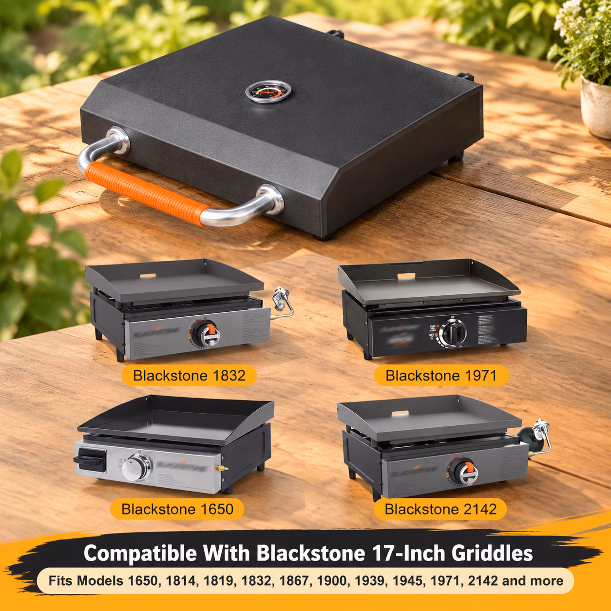 Hinged Lid Hard Cover for 17 Inch Griddles, Fits Blackstone Models, Rust-Resistant Grill Accessory - Image 4