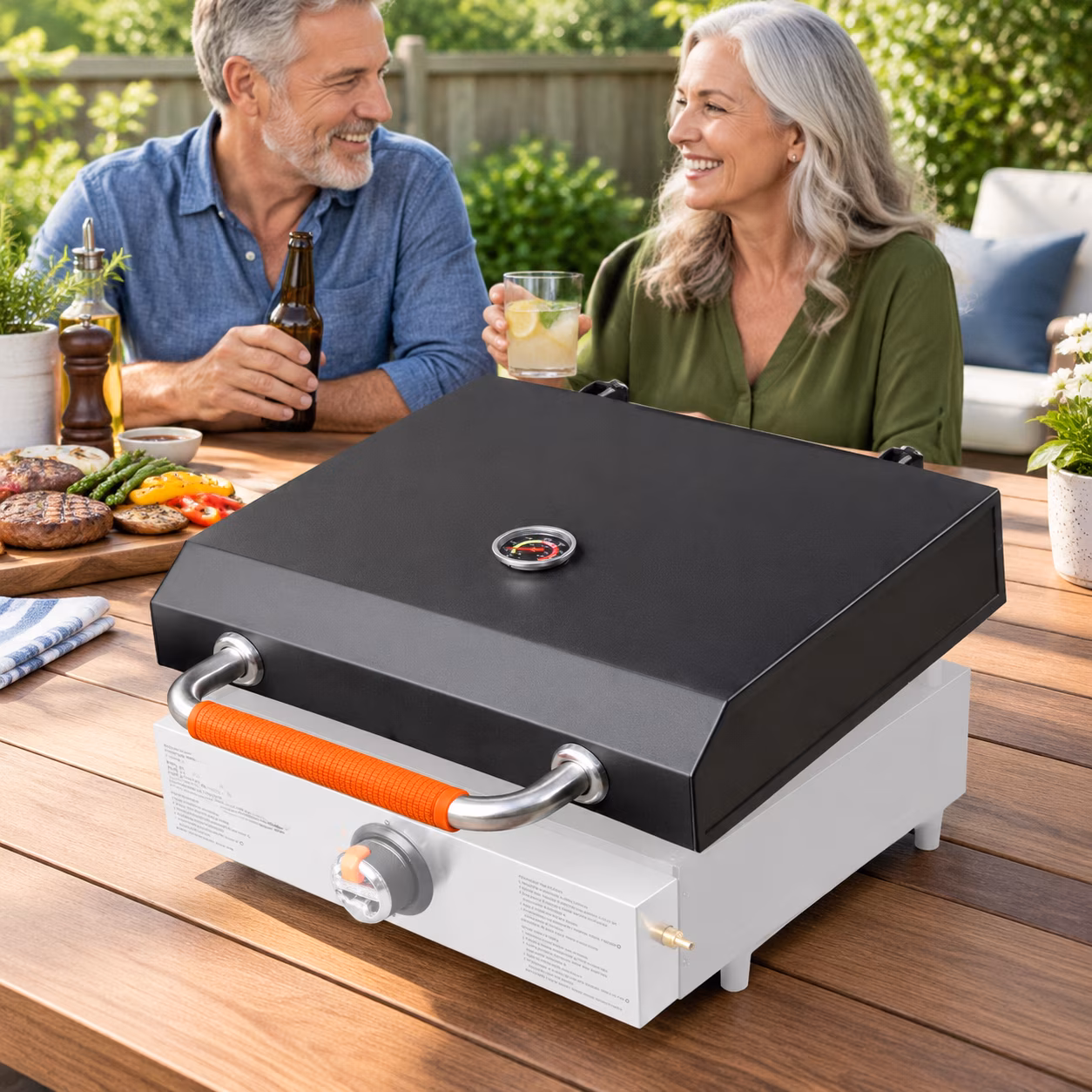 Hinged Lid Hard Cover for 17 Inch Griddles, Fits Blackstone Models, Rust-Resistant Grill Accessory