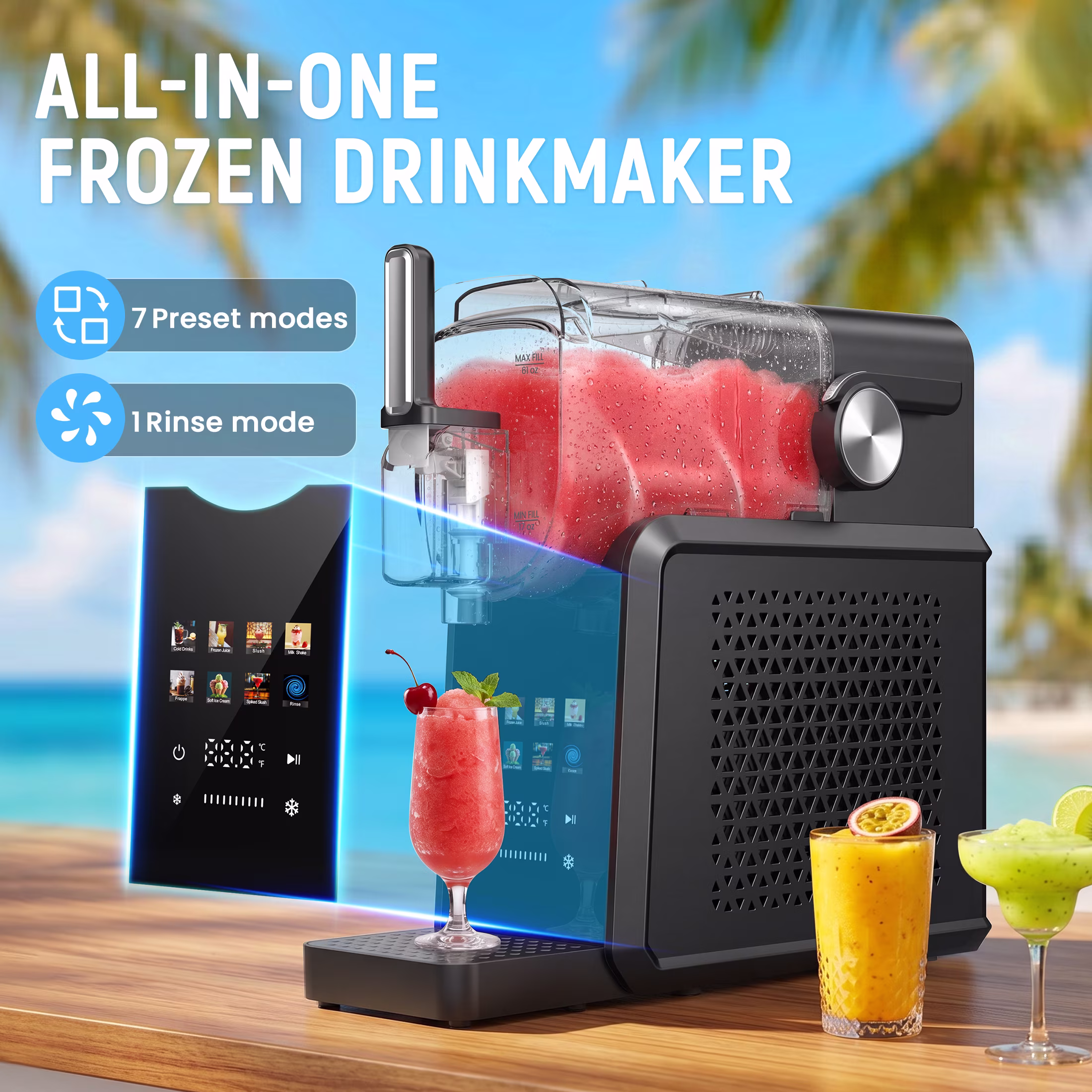 Hivroo 90-oz Slushie Machine– Frozen Drink Machine, No Ice Needed, Auto-Clean, 7 Presets, Dishwasher Safe - Image 5