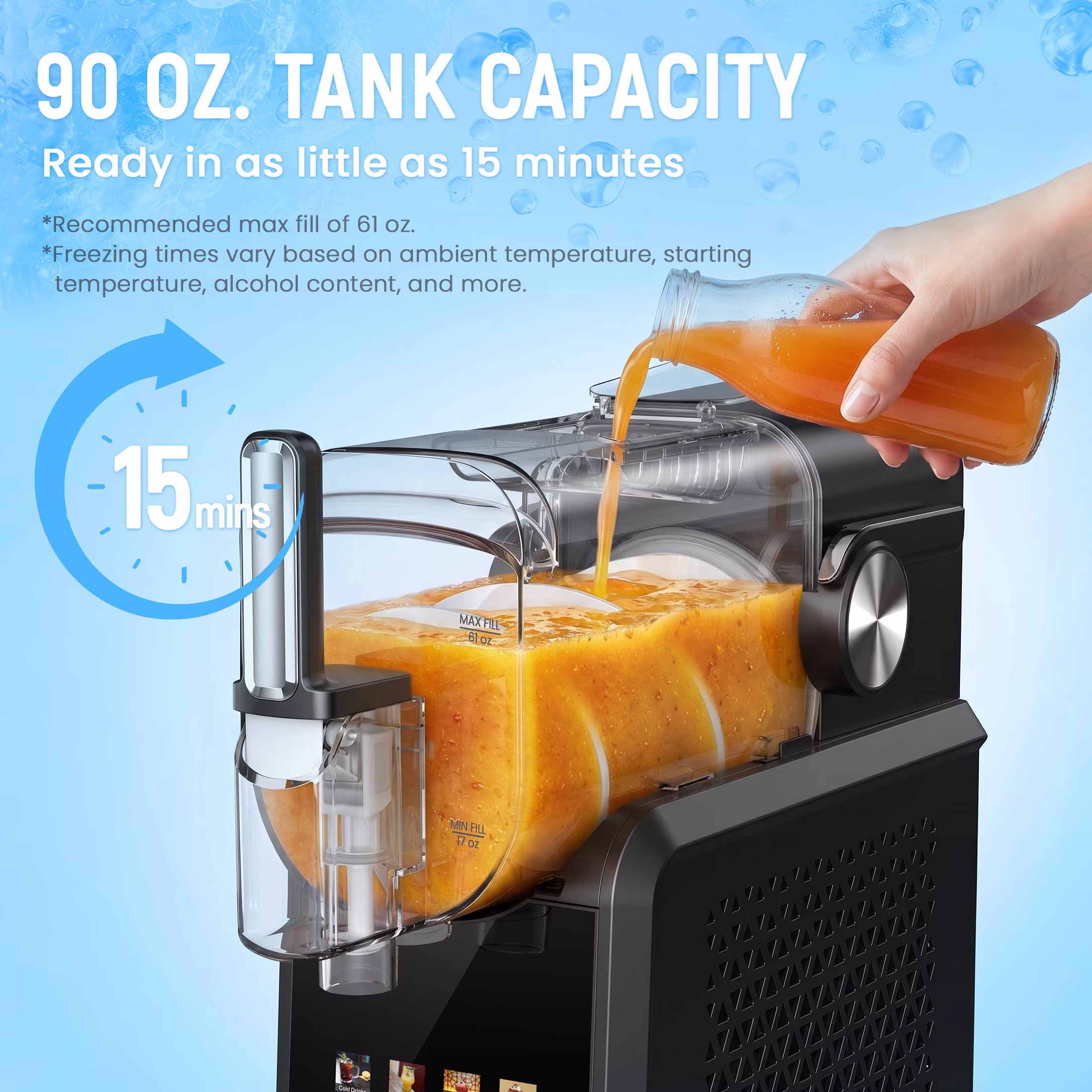 Hivroo 90-oz Slushie Machine– Frozen Drink Machine, No Ice Needed, Auto-Clean, 7 Presets, Dishwasher Safe - Image 4