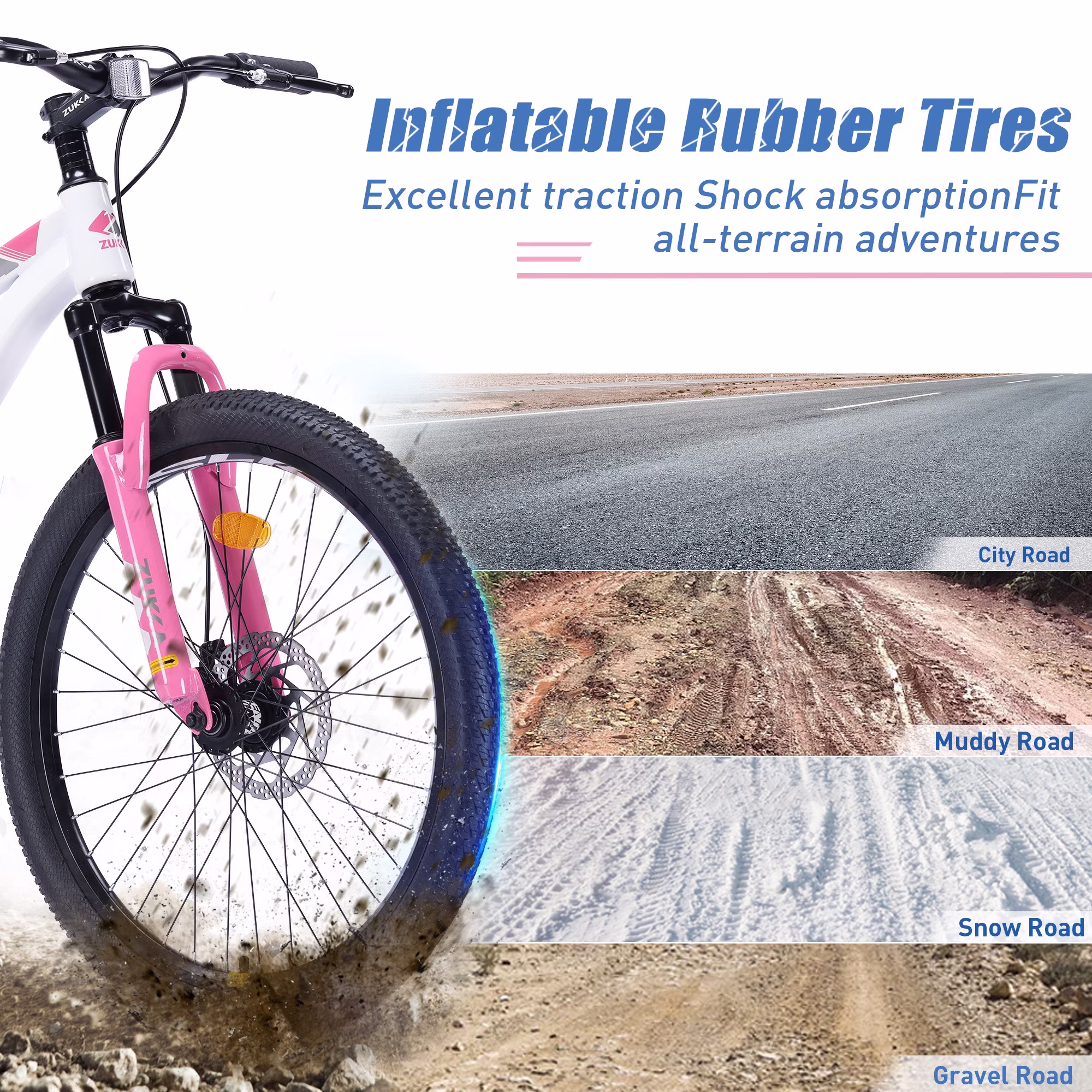Holaki 24-inch Kids Mountain Bike for Boys Girls Ages 9–12, Durable Steel Frame Kid Bicycle with Suspension Fork & Double Disc Brakes, White - Image 4