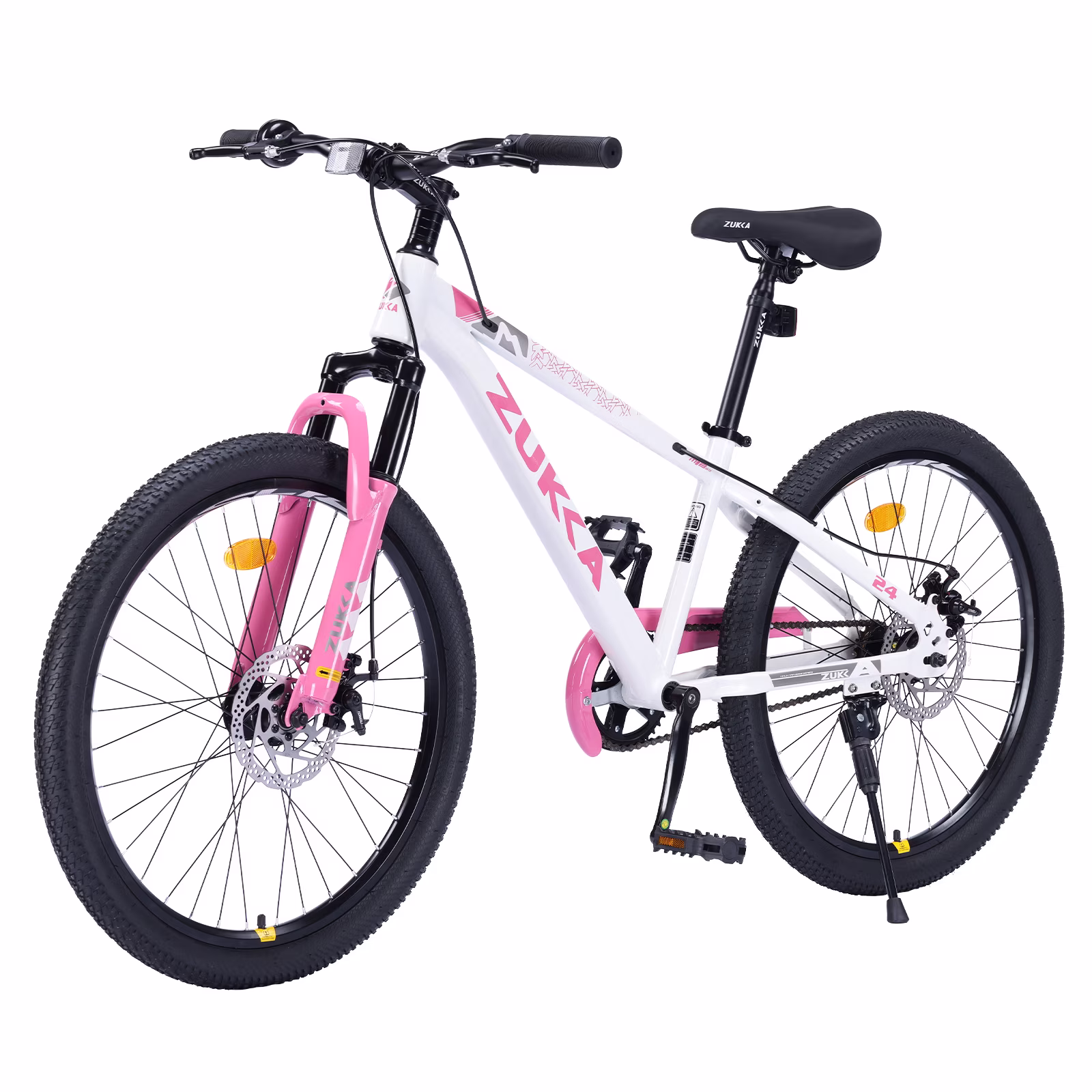 Holaki 24-inch Kids Mountain Bike for Boys Girls Ages 9–12, Durable Steel Frame Kid Bicycle with Suspension Fork & Double Disc Brakes, White - Image 3