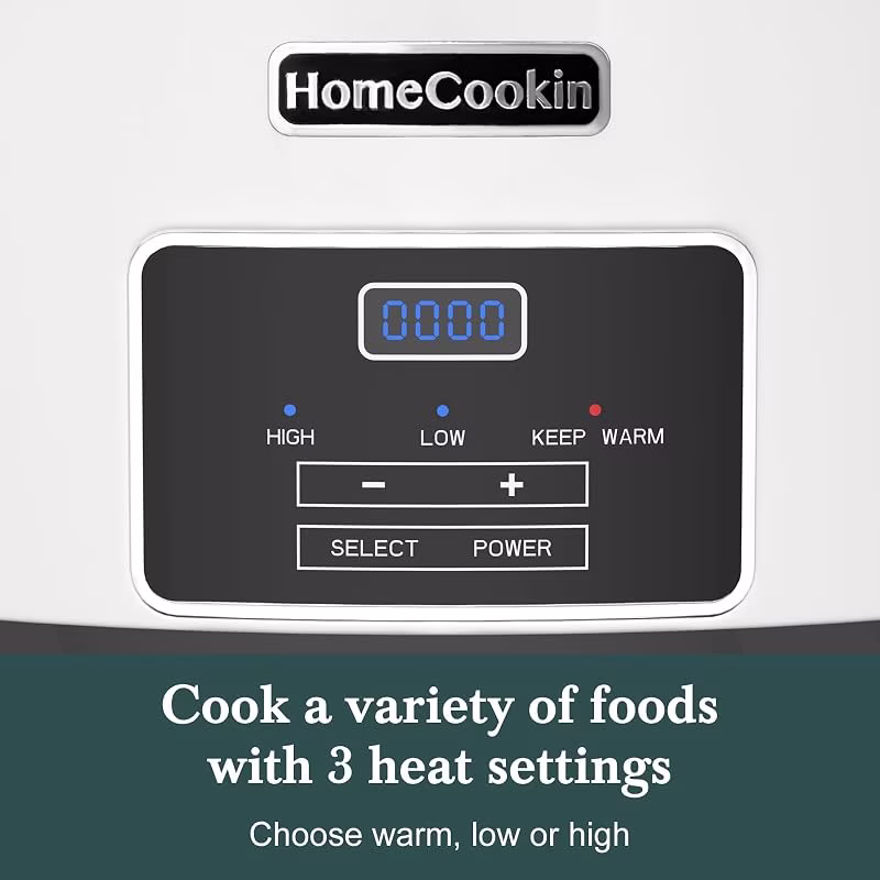 HOMECOOKIN 8-Quart Programmable Slow Cooker with Timer Keep Warm - Small Kitchen Appliance for Family Dinners - Serves 6+ People (White) - Image 3