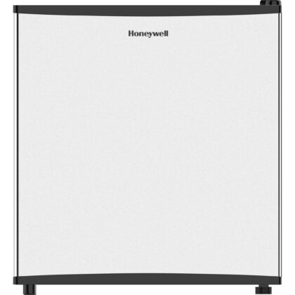 Honeywell Compact Refrigerator 1.6 Cu Ft Mini Fridge with Freezer, Single Door, Low noise, for Bedroom, Office, Dorm with Adjustable Temperature Settings, Stainless Steel