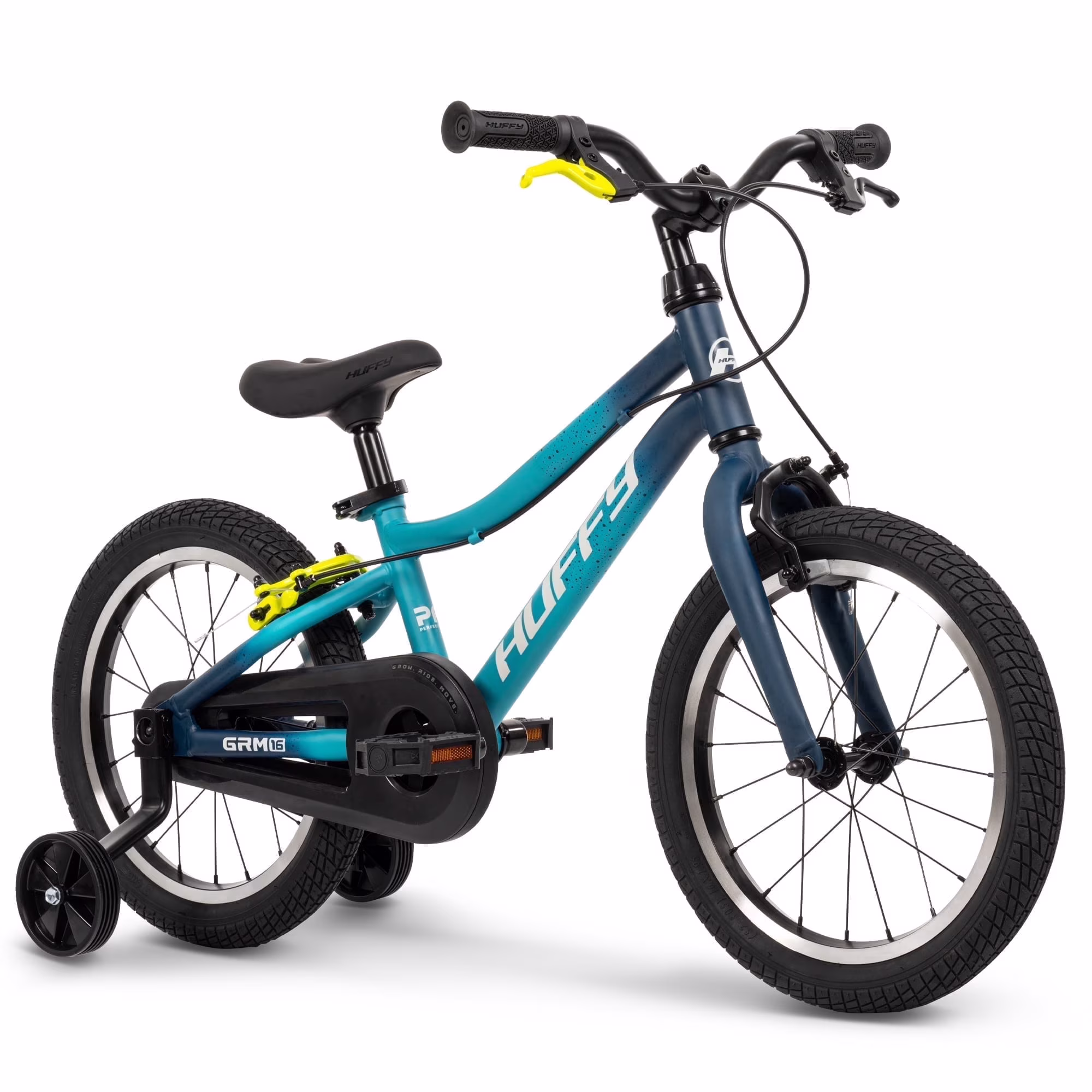 Huffy 16-Inch GRM Kids’ Bike, Multiple Ways to Learn: Balance Mode, Training Wheels & Standard Riding, Triple Brake System, Parent Assist Handle, Fits Riders 39"–46" Tall, Ages 4-6, Navy - Image 4