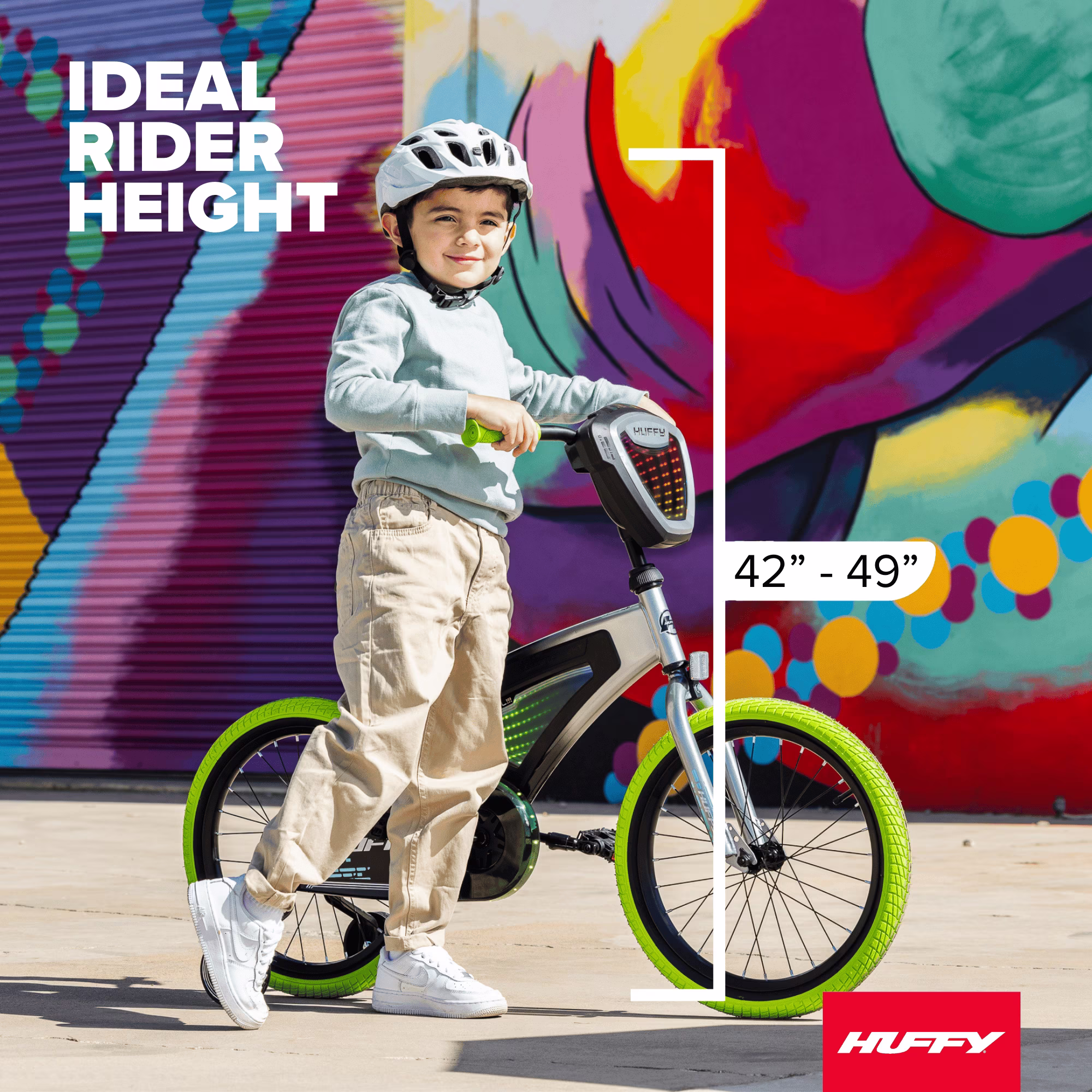 Huffy 18" Electro-Light Kids' Bike, Fits Riders 42" - 49", Grey/Green, Kids, Unisex - Image 5