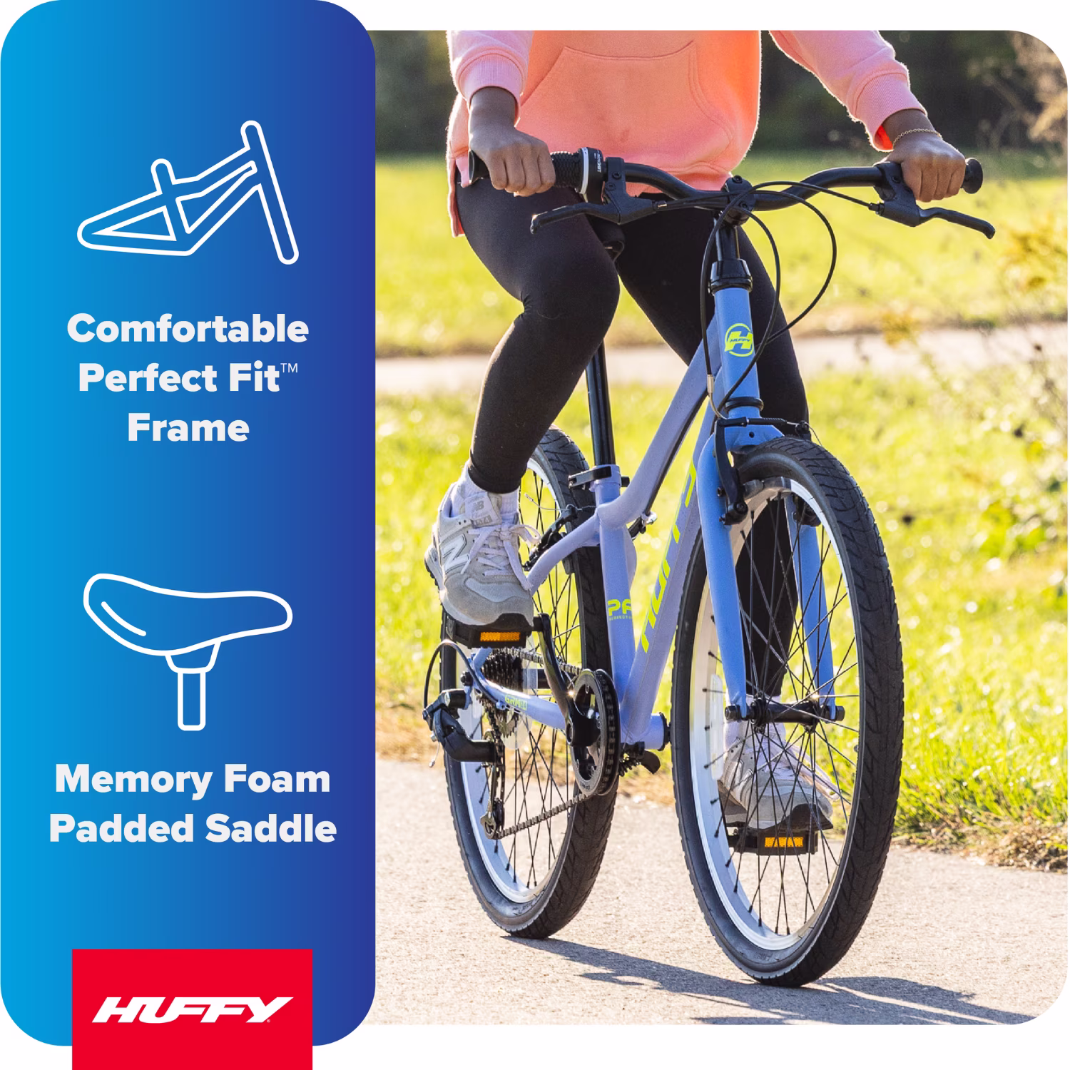 Huffy 24-Inch GRM Kids’ Bike, 7-Speed Drivetrain for Varying Terrain, Perfect Fit Frame, Dual Braking System for Confident Control, Fits Riders 49"–58" Tall, Ages 10+, Periwinkle - Image 3