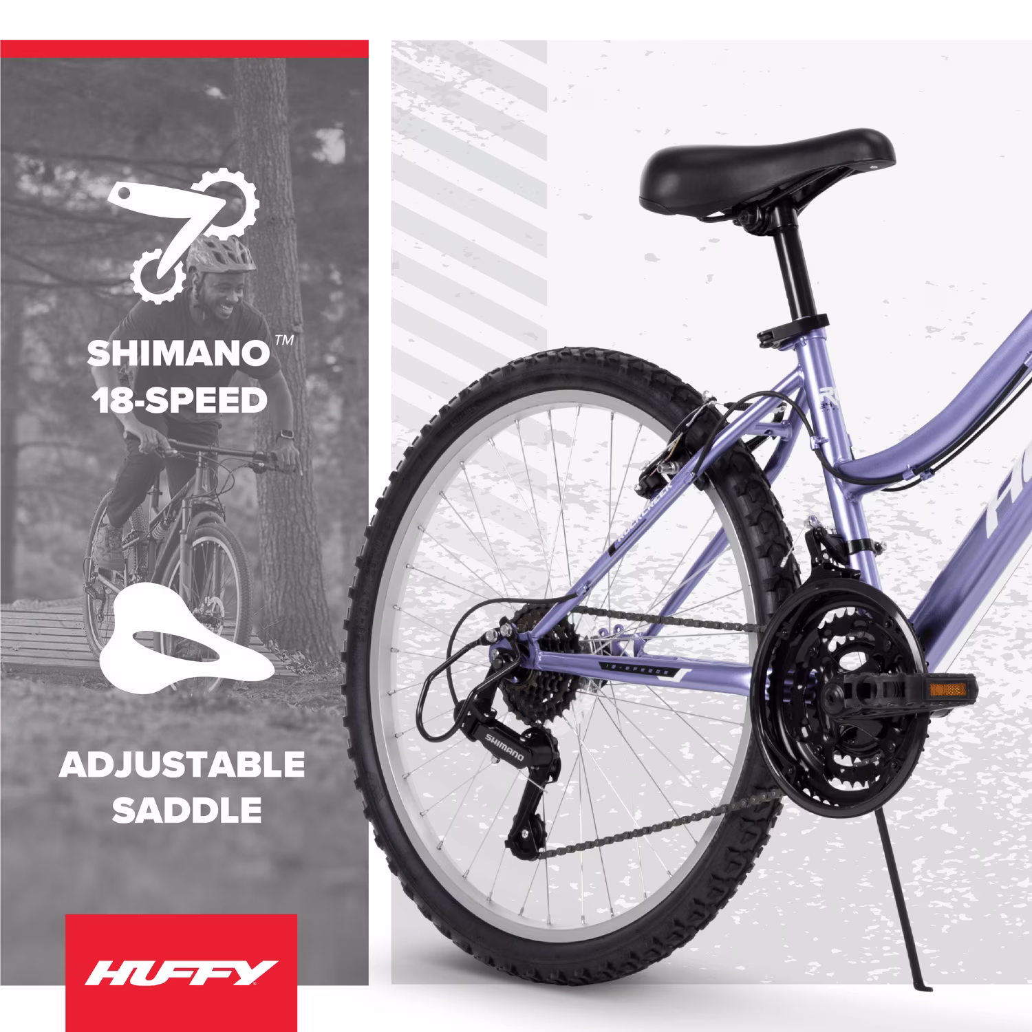 Huffy 24" Rock Creek Mountain Bike, Fits Riders 58” - 70”, Purple, Adult, Women's - Image 2