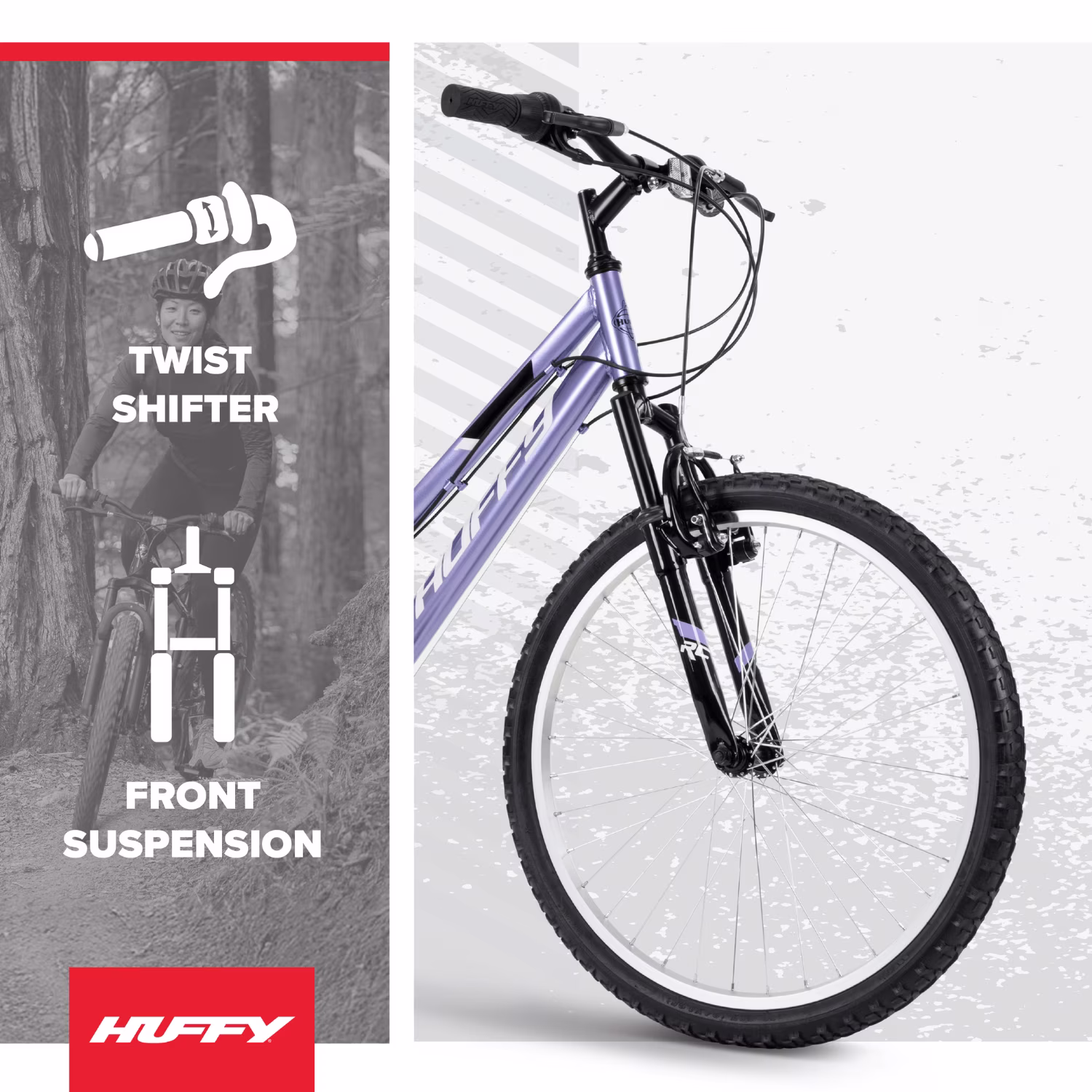 Huffy 24" Rock Creek Mountain Bike, Fits Riders 58” - 70”, Purple, Adult, Women's - Image 4