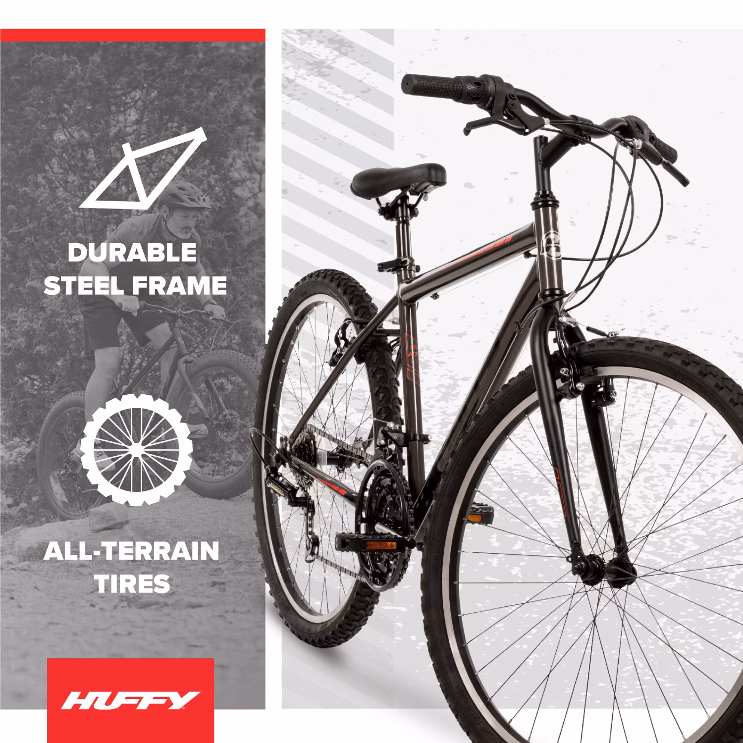 Huffy 26" North Peak Mountain Bike, Fits Riders 5'0"+, Charcoal Gray, Adult, Men's - Image 5