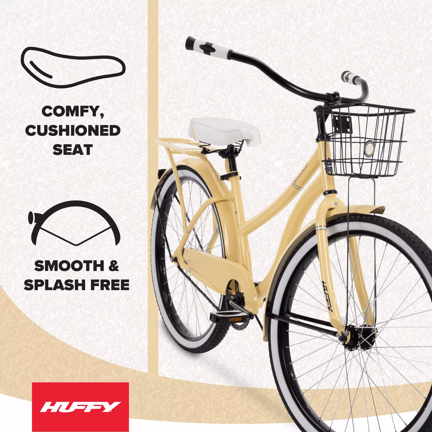 Huffy 26" Woodhaven Cruiser Bike, Fits Riders 60"+, Cream Yellow, Adult, Women's - Image 2