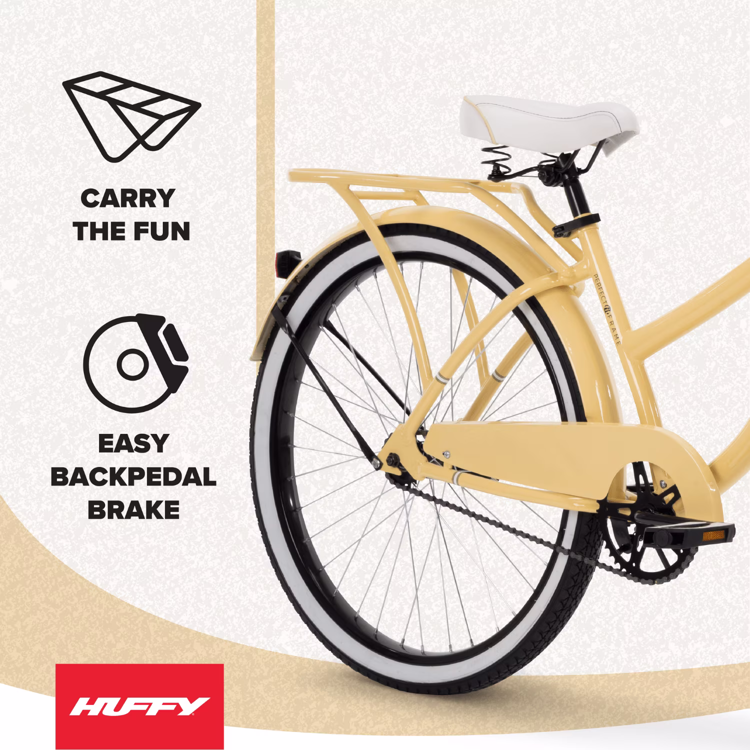 Huffy 26" Woodhaven Cruiser Bike, Fits Riders 60"+, Cream Yellow, Adult, Women's - Image 5