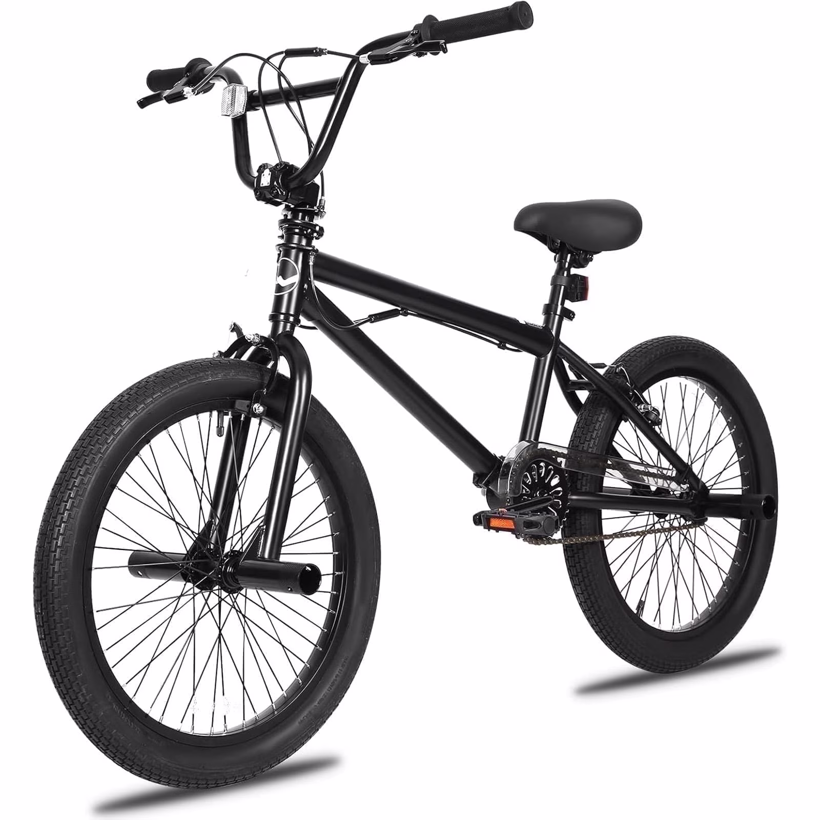 Hykolity 20 inch BMX Bike Freestyle Cycling Trick Bicycle with 4 Pegs for Teenage Adults Men Women Beginners Street Stunt Bike V-Brake Black
