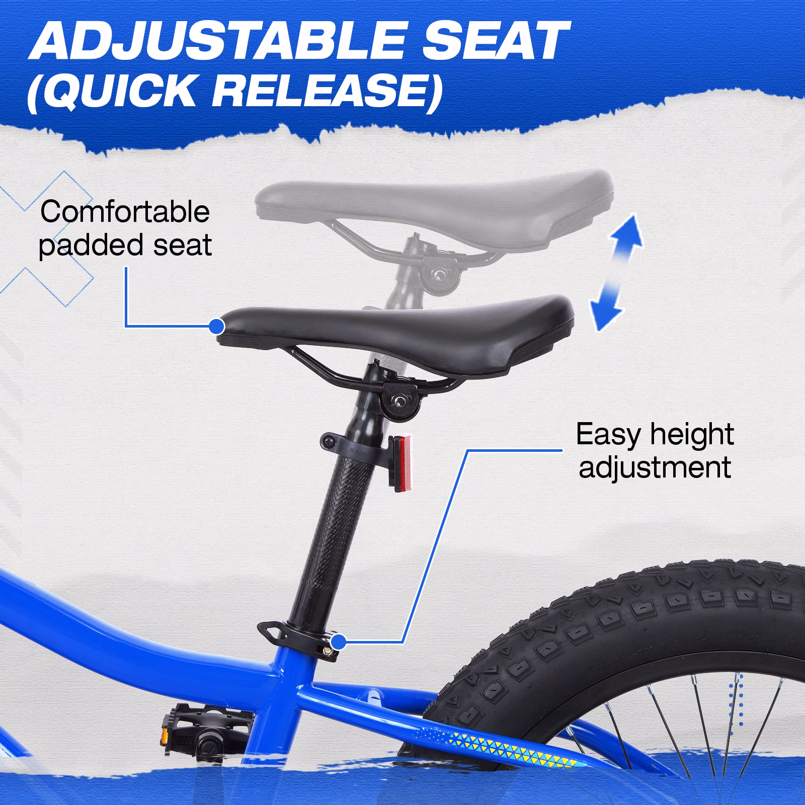 hykolity 20 Inch Fat Tire Kids Mountain Bike Boys Girls Youth Bicycle for 6-12 years old Children Bikes Dual Disc Brakes Adjustable Seat 7 Speeds Drivetrain, Blue - Image 4