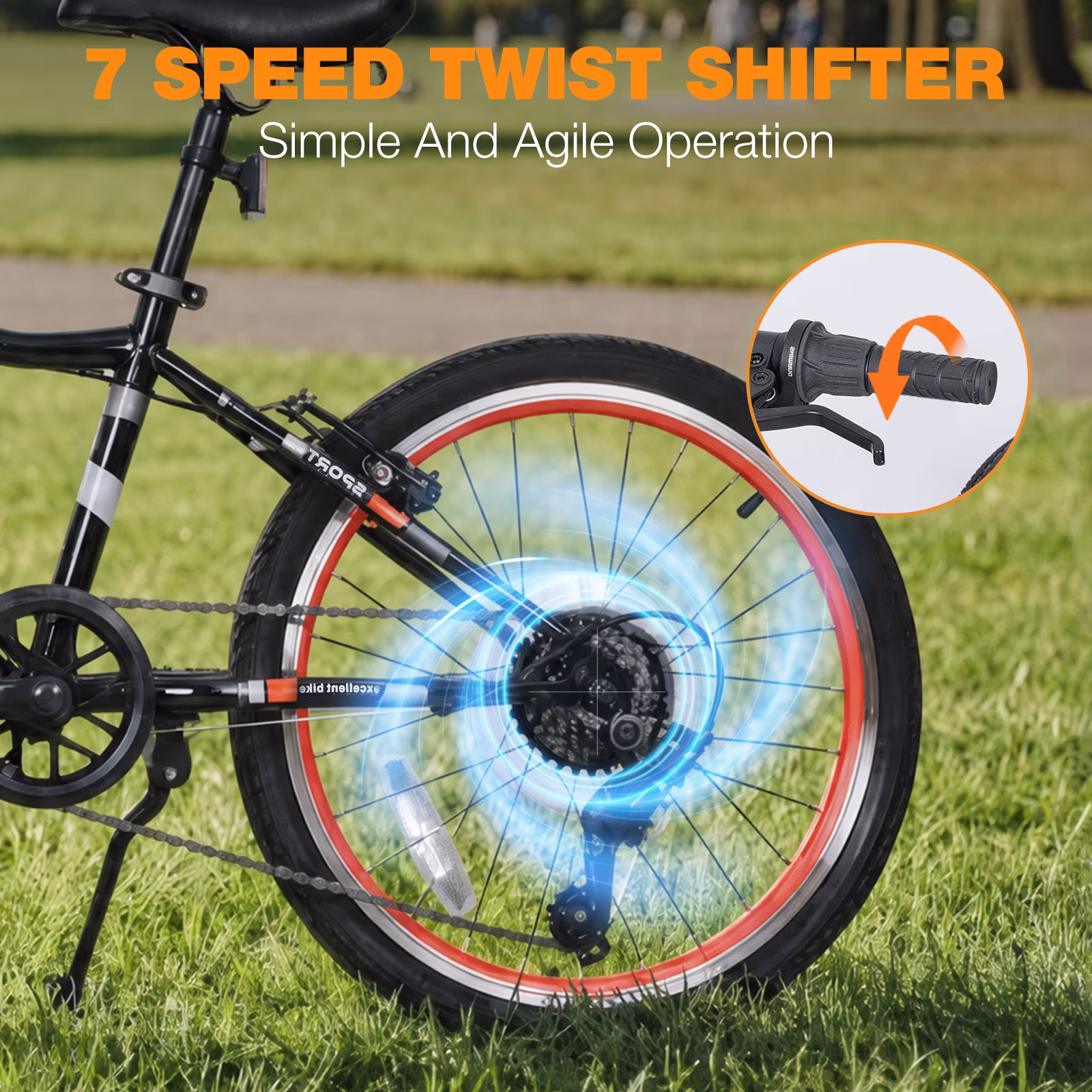 Hykolity 20 Inch Kids Mountain Bike Boys Girls 7 Speeds Youth Bicycle For Ages 8-13 Children MTB All-Terrain Tires Front And Rear V-Brakes Drivetrain, Black Red - Image 5