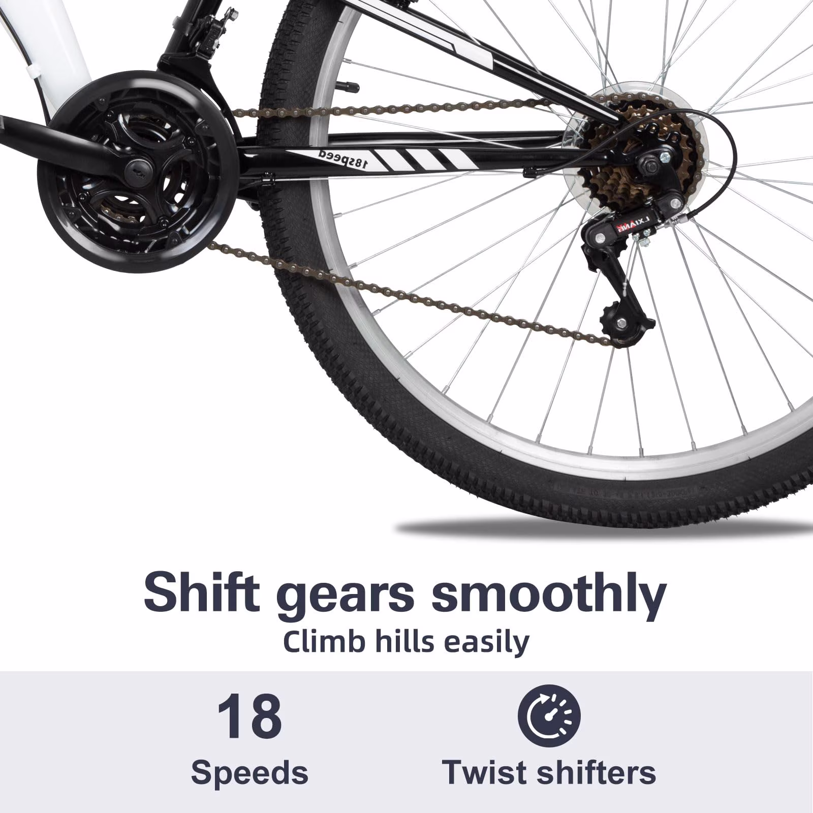Hykolity 27.5 inch Mountain Bike MTB Outdoor Bicycle Cycling 18 Speed Trail Sport Off-Road Bikes Full Suspension for Adult Men Unisex White - Image 2