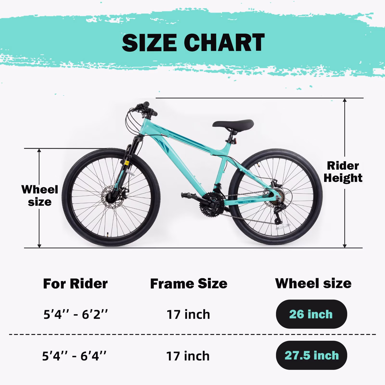 Hykolity Mountain Bike 26 Inch MTB Bicycle for Outing Riding 21 Speed Trail Bike Men Women Lightweight Aluminum Frame Comfort Seat Full Suspension Light Aqua - Image 4