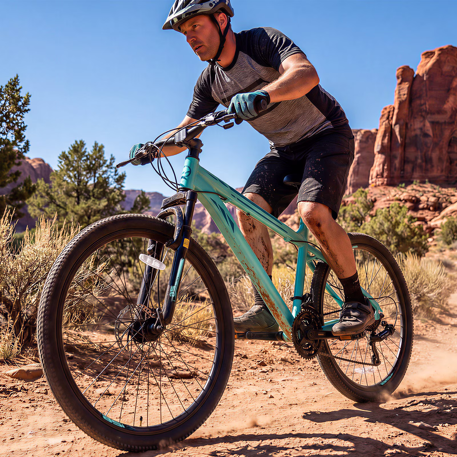 Hykolity Mountain Bike 26 Inch MTB Bicycle for Outing Riding 21 Speed Trail Bike Men Women Lightweight Aluminum Frame Comfort Seat Full Suspension Light Aqua - Image 3