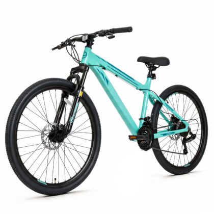 Hykolity Mountain Bike 26 Inch MTB Bicycle for Outing Riding 21 Speed Trail Bike Men Women Lightweight Aluminum Frame Comfort Seat Full Suspension Light Aqua