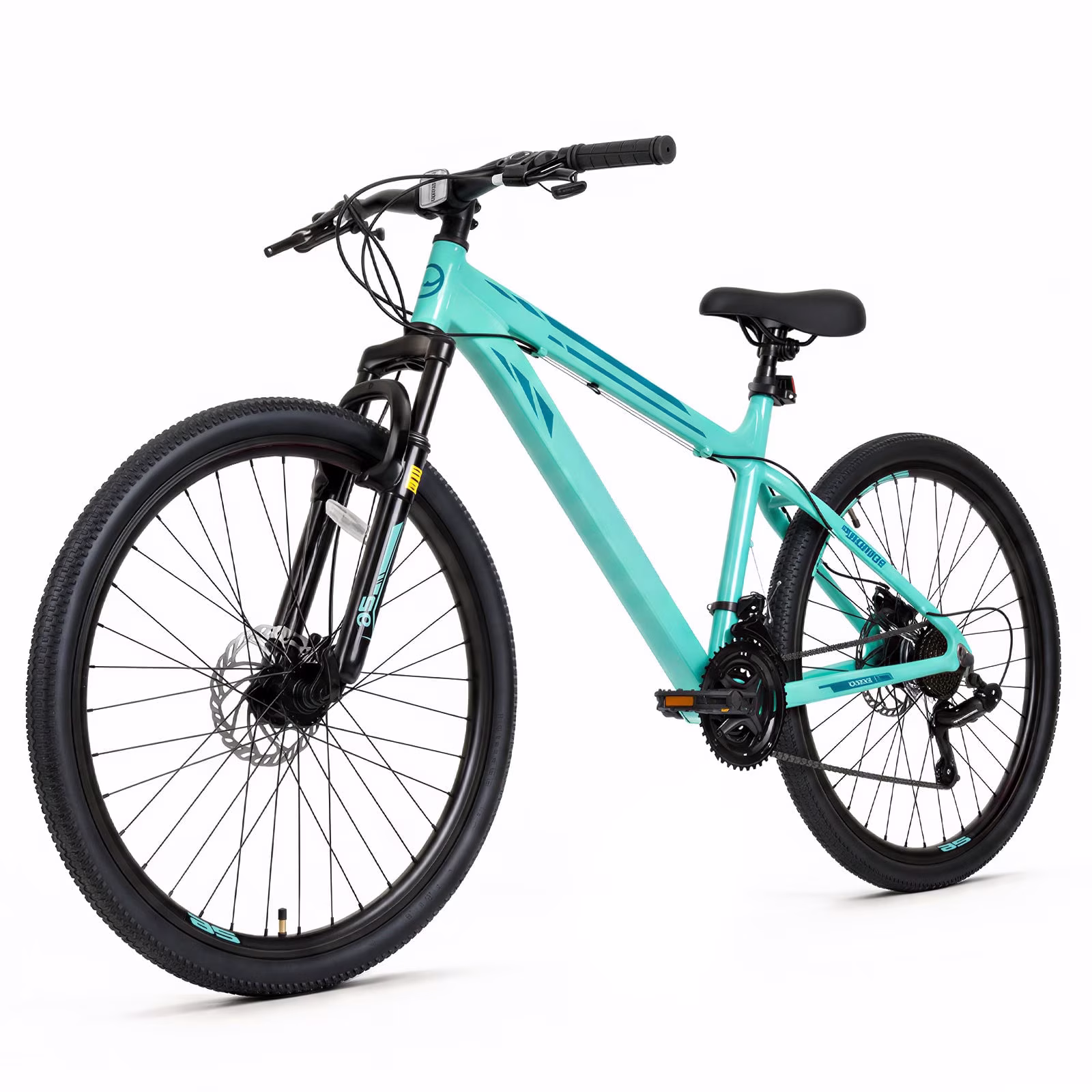 Hykolity Mountain Bike 26 Inch MTB Bicycle for Outing Riding 21 Speed Trail Bike Men Women Lightweight Aluminum Frame Comfort Seat Full Suspension Light Aqua