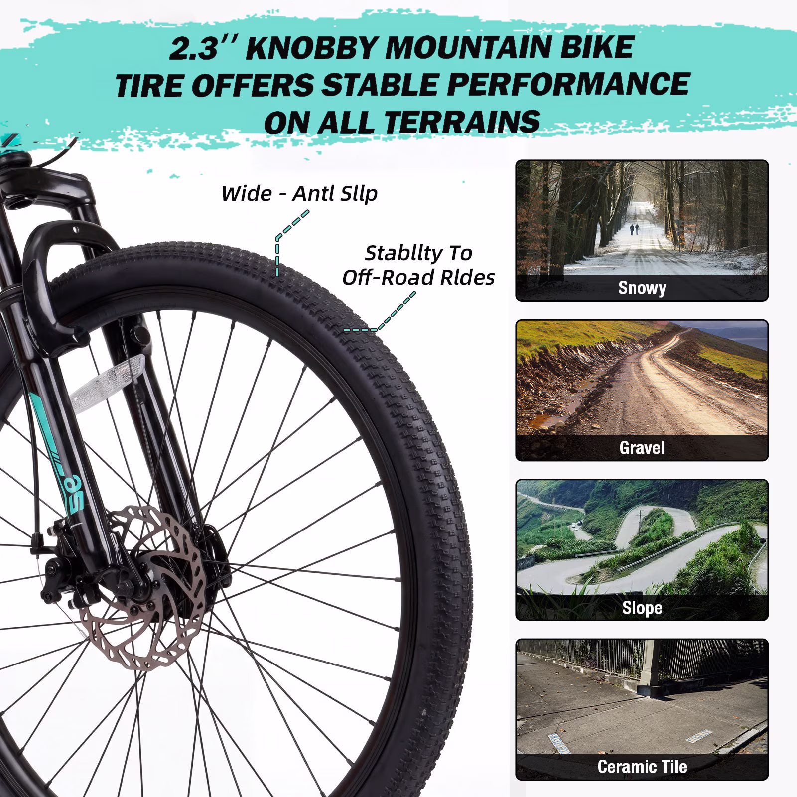 Hykolity Mountain Bike 26 Inch MTB Bicycle for Outing Riding 21 Speed Trail Bike Men Women Lightweight Aluminum Frame Comfort Seat Full Suspension Light Aqua - Image 5