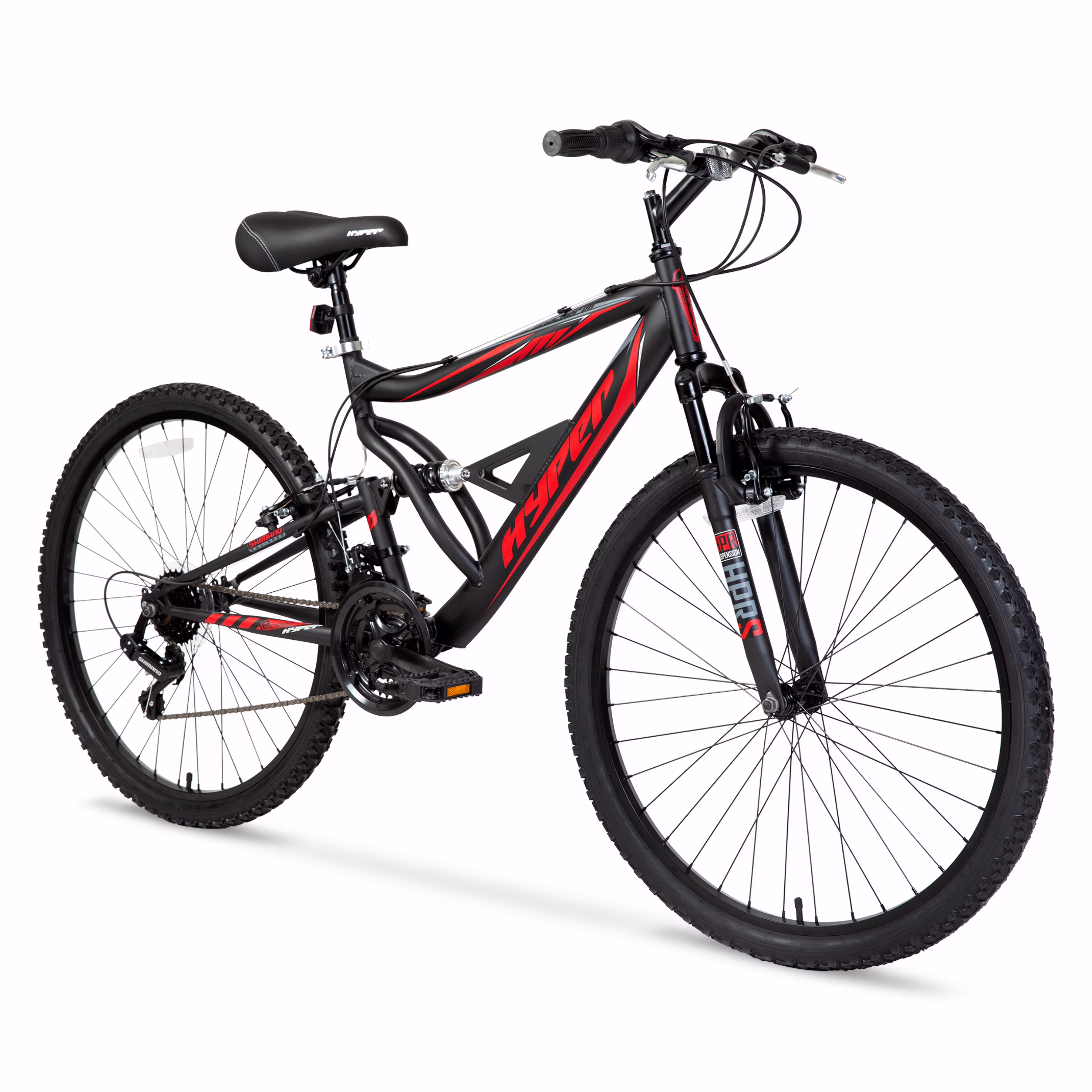 Hyper Bicycles 26" Shocker Mountain Bike, Adult Ages 14+, Black/Red - Image 3