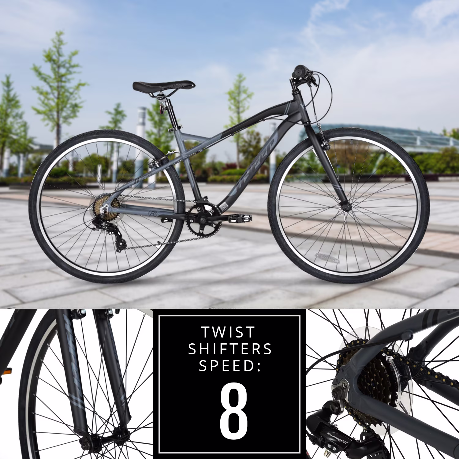 Hyper Bicycles 700c Urban Hybrid Bike, Adults Ages 14+, Gray - Image 4
