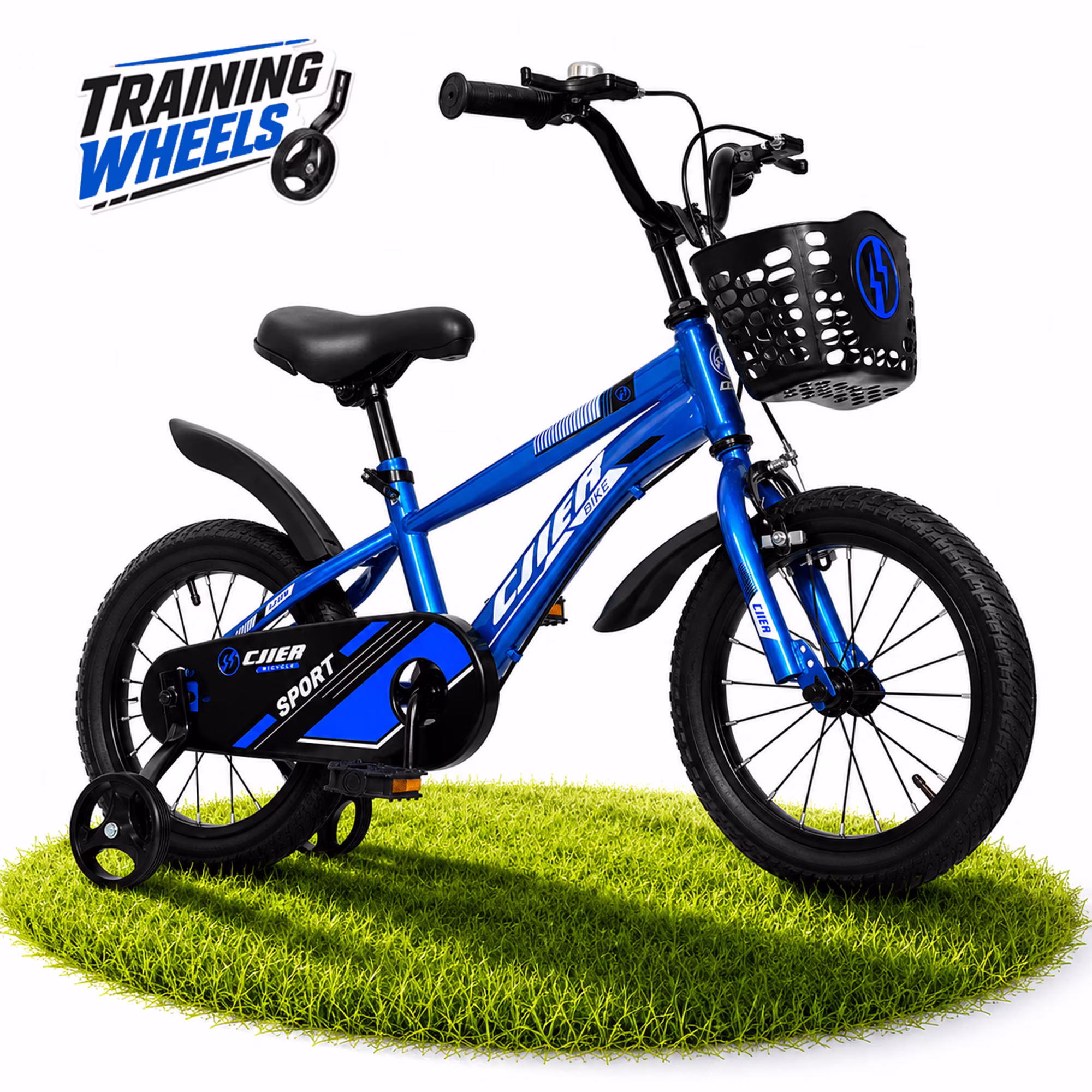 ICEELF 14 inch Kids Bike, Carbon Steel Frame, Dual Brakes, Adjustable Seat,Training Wheels for Boys Girls Ages 3