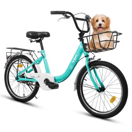 imerelez Kids Bike 20 Inch for Boys Girls Ages 6-12, Single-Speed with Dual V-Brake & Coaster Brakes, Lightweight Steel Frame, Multiple Colors (Pink/Green/Purple/White)