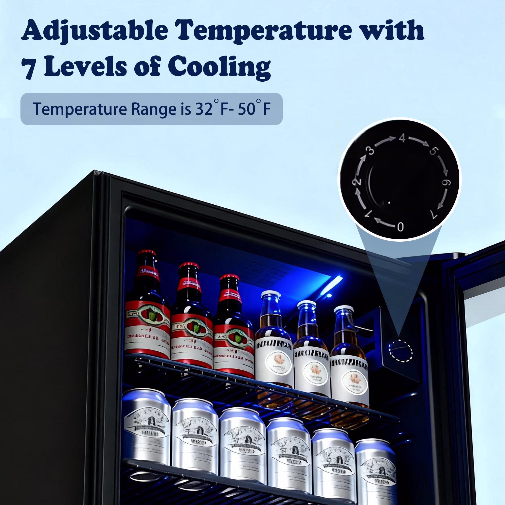 JIEJIA 125 Can Mini Fridge and 3.6 Cu.ft Beverage Cooler Refrigerator with Glass Door for Home, Office - Image 2