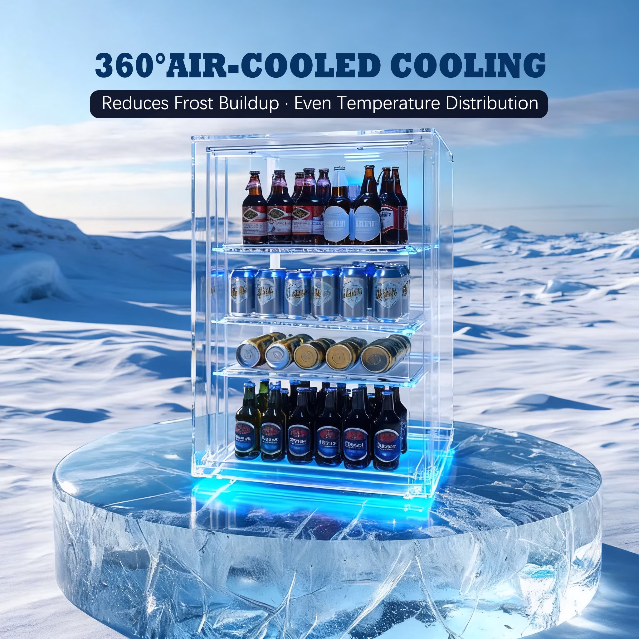 JIEJIA 125 Can Mini Fridge and 3.6 Cu.ft Beverage Cooler Refrigerator with Glass Door for Home, Office - Image 4