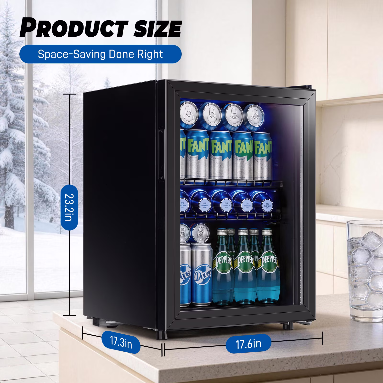 JIEJIA 90 Can Mini Fridge and 2.8 Cu.ft Beverage Cooler Refrigerator with Glass Door for Home, Office - Image 4