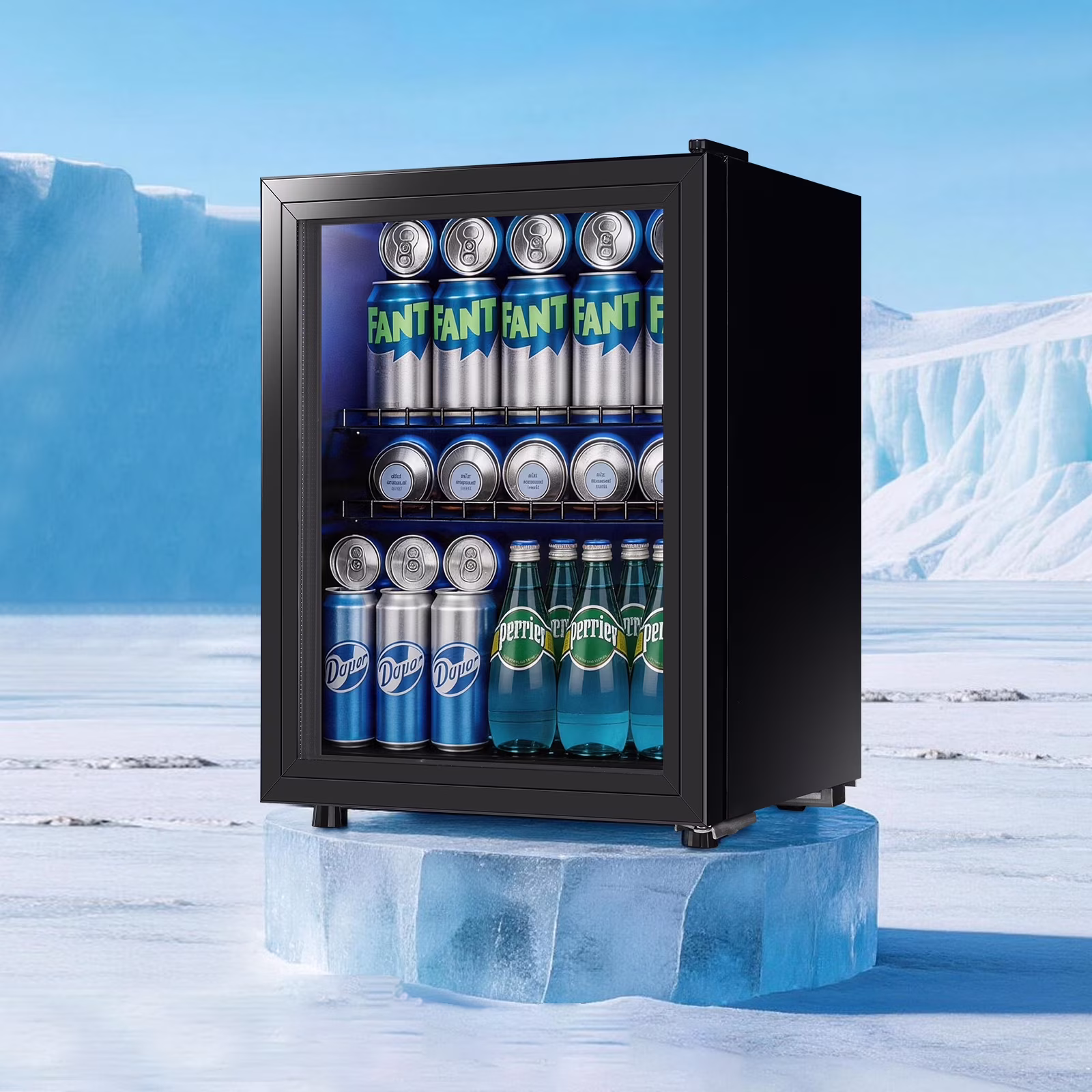 JIEJIA 90 Can Mini Fridge and 2.8 Cu.ft Beverage Cooler Refrigerator with Glass Door for Home, Office - Image 2