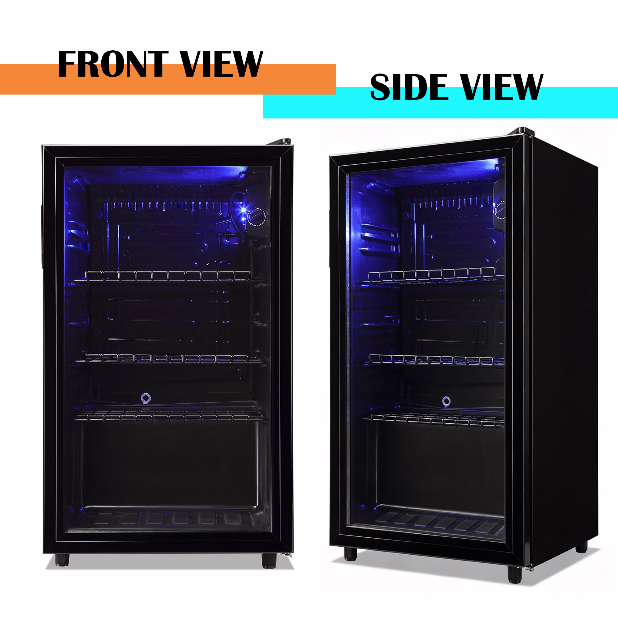 JIEJIA Beverage Refrigerators 120-Can Small Mini Fridge Glass Door, Removable Shelves for Soda Beer or Wine, 3.5 Cu.ft - Image 3