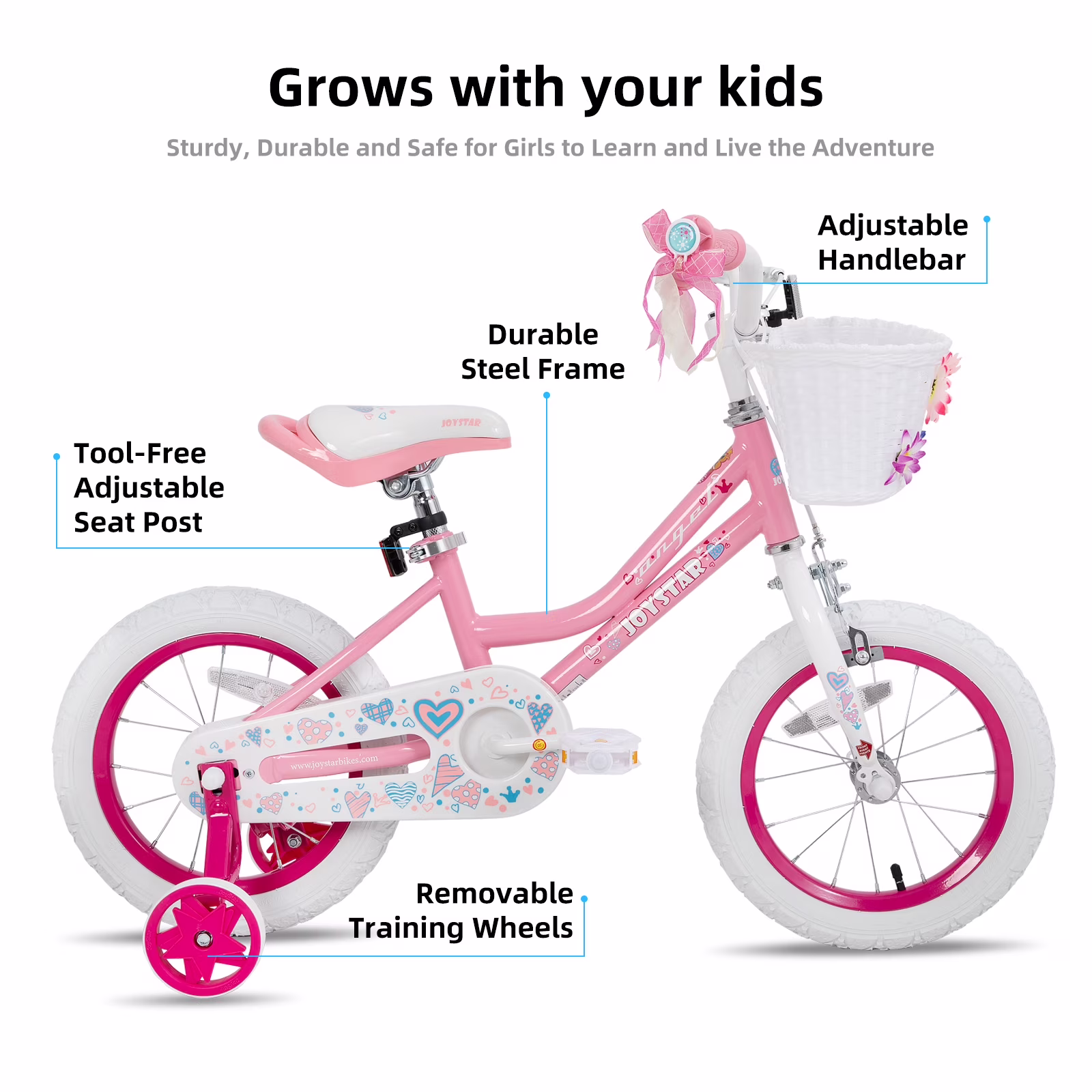 JOYSTAR Angel Girls Bike 16 Inch Kids Bike with Training Wheels for 4-7 Years Old Girls,Toddler Bicycle,Angel-pink - Image 4