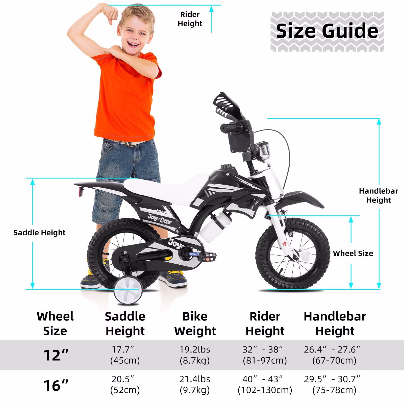 JOYSTAR Motocross Style Kids Bike for Boys Girls Ages 2-4 Years, 12 Inch Children Bicycles Black - Image 3