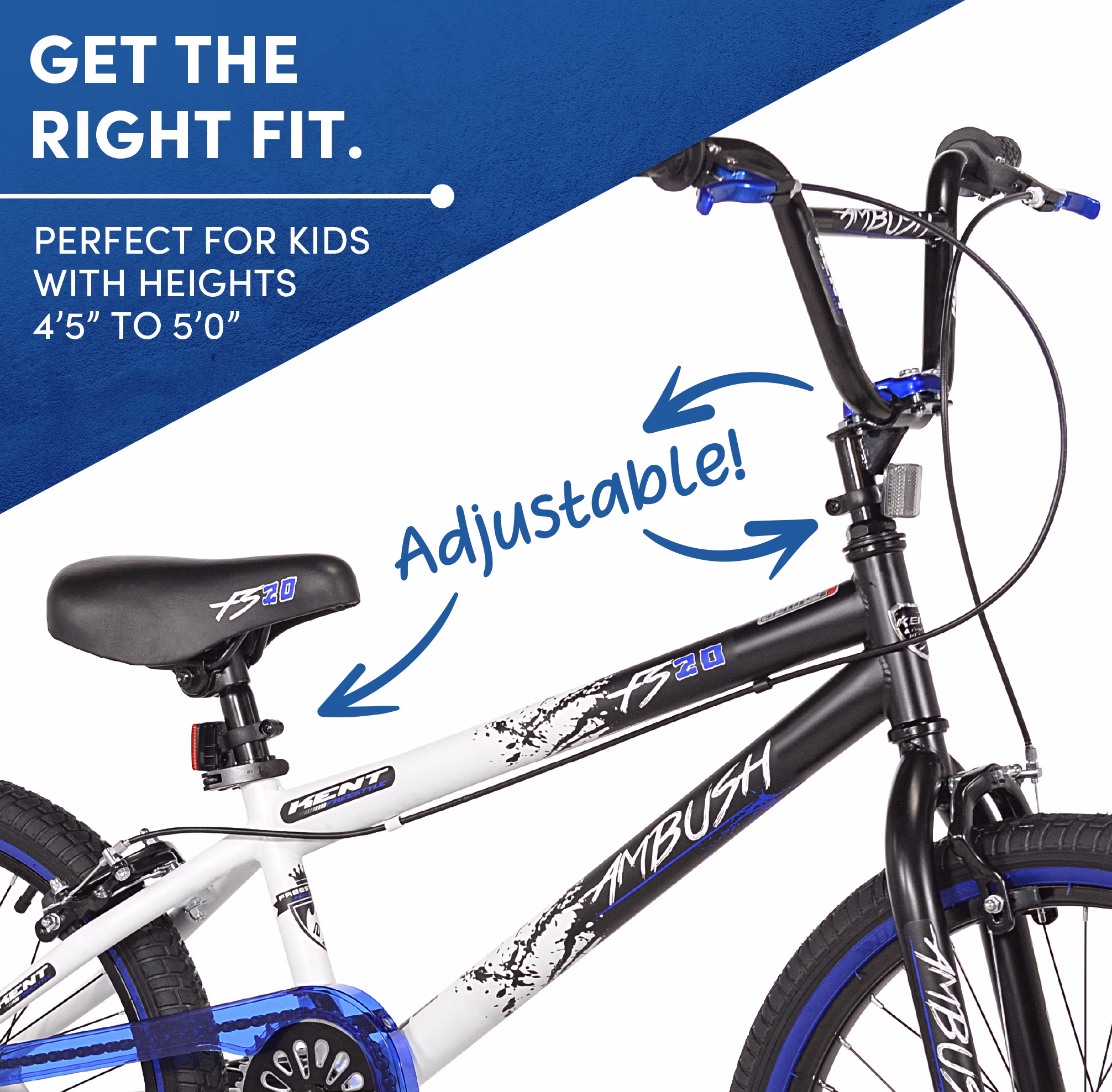 Kent Bicycles Ambush Boys' 20" BMX Kid Bike, Blue - Image 3