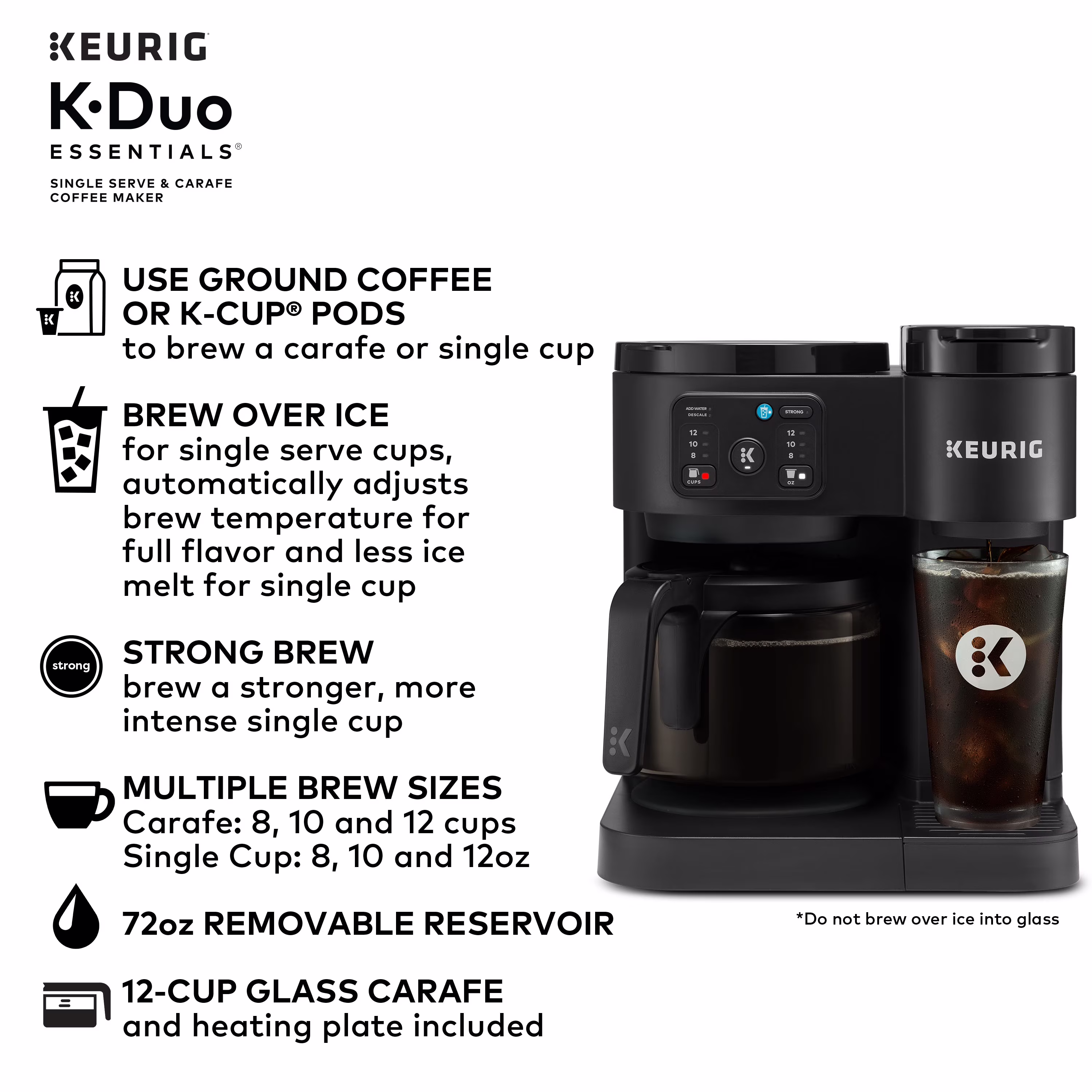 Keurig K-Duo Essentials Hot & Iced Single Serve K-Cup Pod & Carafe Coffee Maker, Gen 2 - Image 3