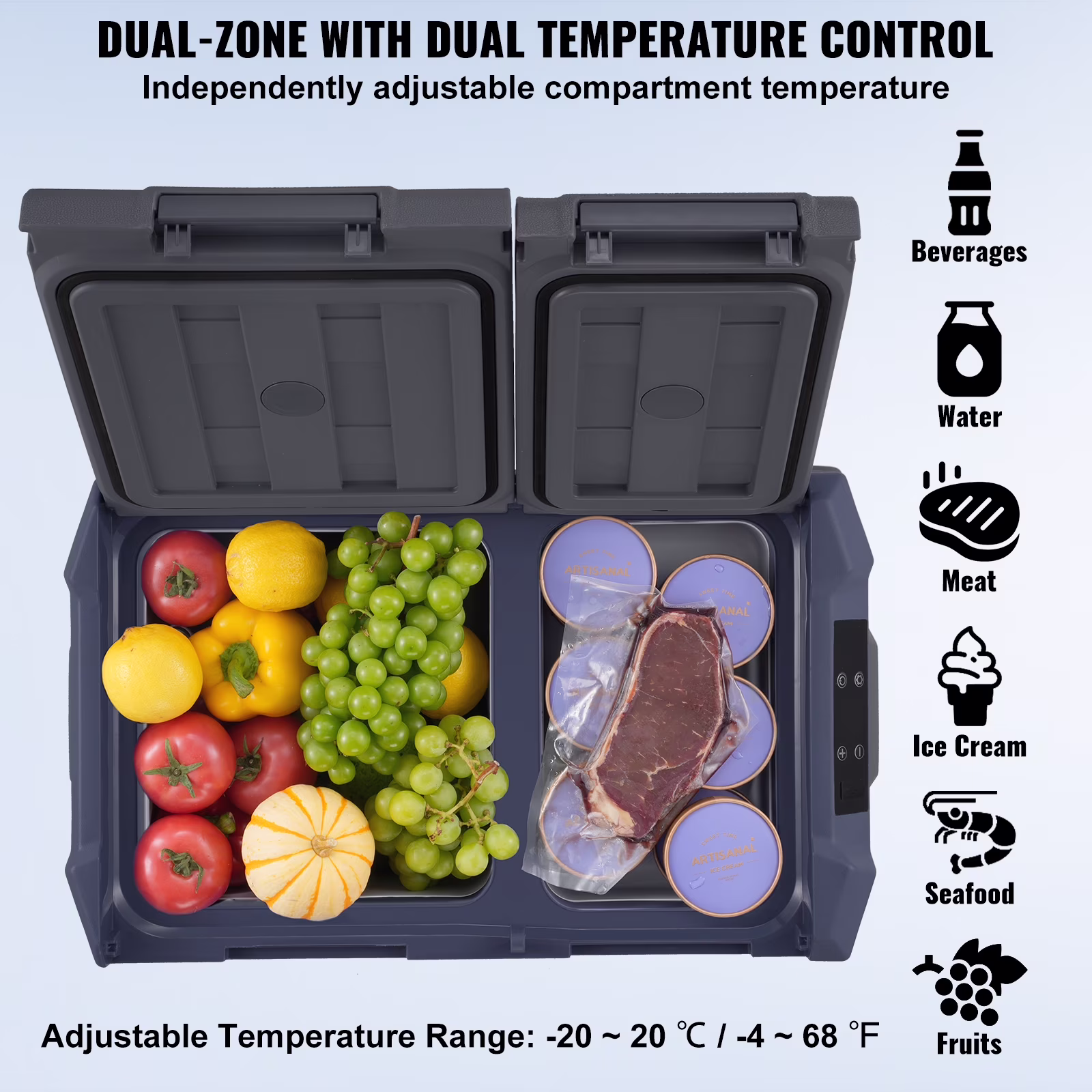 KFFKFF 12V Car Refrigerator, 25QT Electric Cooler DC/AC, -4℉~68℉, Freezer Fridge Cooler APP Control Camping, RV, and Outdoor Use - Image 4