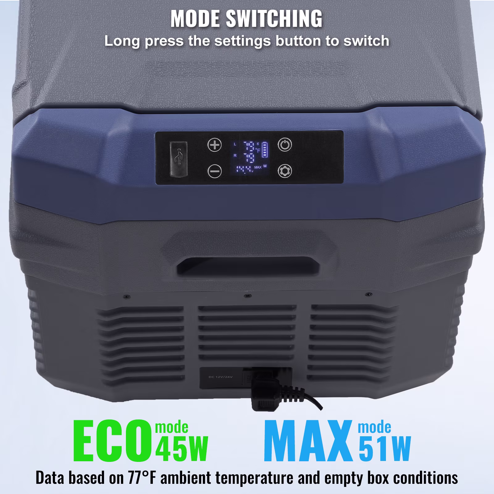 KFFKFF 12V Car Refrigerator, 25QT Electric Cooler DC/AC, -4℉~68℉, Freezer Fridge Cooler APP Control Camping, RV, and Outdoor Use - Image 2