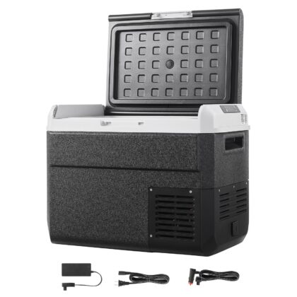 KFFKFF 12V Portable Car Refrigerator, 31.7QT/30L Electric Cooler with Adjustable Temperature Range -4℉ to 68℉, Dual Power Options for Outdoor Adventures, Camping, Travel, and RV Use