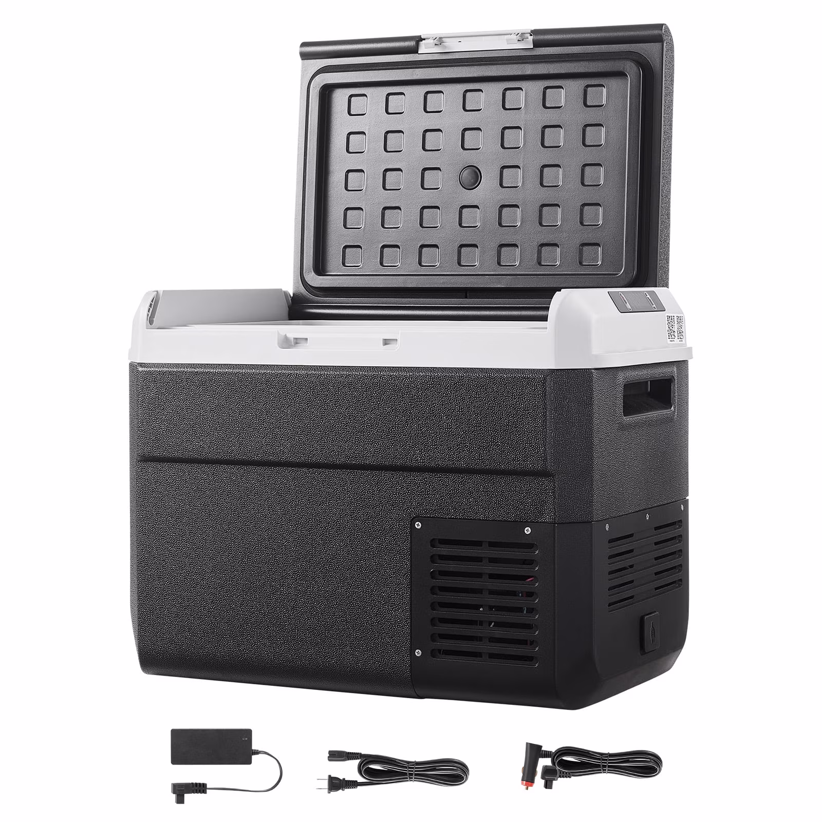 KFFKFF 12V Portable Car Refrigerator, 31.7QT/30L Electric Cooler with Adjustable Temperature Range -4℉ to 68℉, Dual Power Options for Outdoor Adventures, Camping, Travel, and RV Use