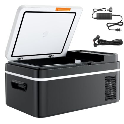 KFFKFF Portable Car Refrigerator, 21 QT Compressor Electric Cooler DC 12/24V AC100-240V, -4°F to 68°F with APP Control, Vehicle Freezer for RV, Campsite, Travel