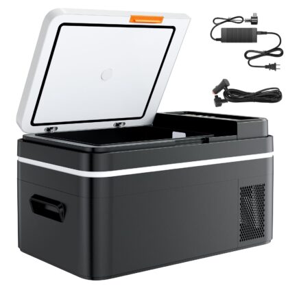 KFFKFF Portable Car Refrigerator, DC 12/24V AC100-240V Compressor Cooler, -4°F to 68°F Fridge with APP Control, 23 QT Freezer for RVs, Campsites, Boats, Camping, Fishing, 45W Electric Cooler
