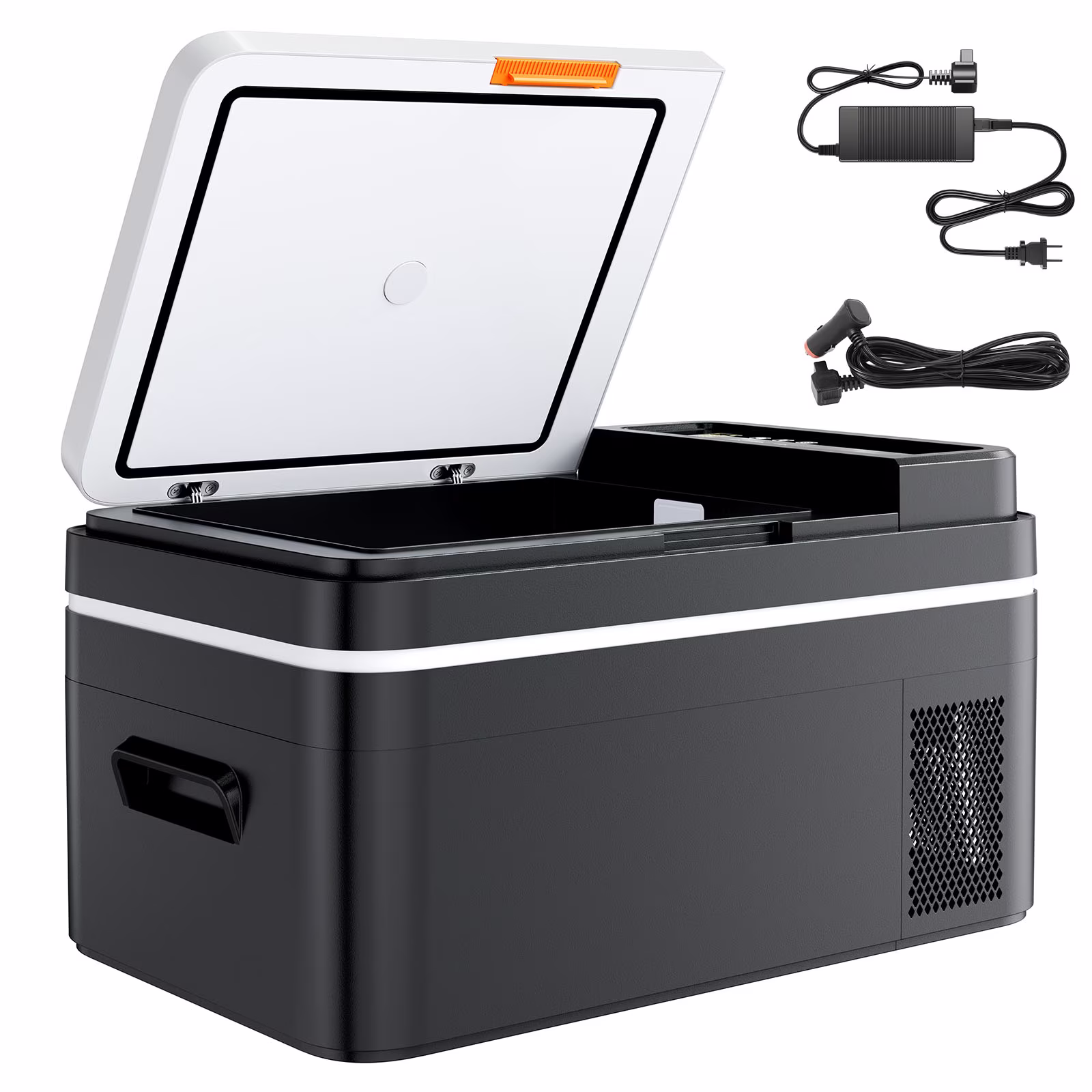 KFFKFF Portable Car Refrigerator, DC 12/24V AC100-240V Compressor Cooler, -4°F to 68°F Fridge with APP Control, 23 QT Freezer for RVs, Campsites, Boats, Camping, Fishing, 45W Electric Cooler
