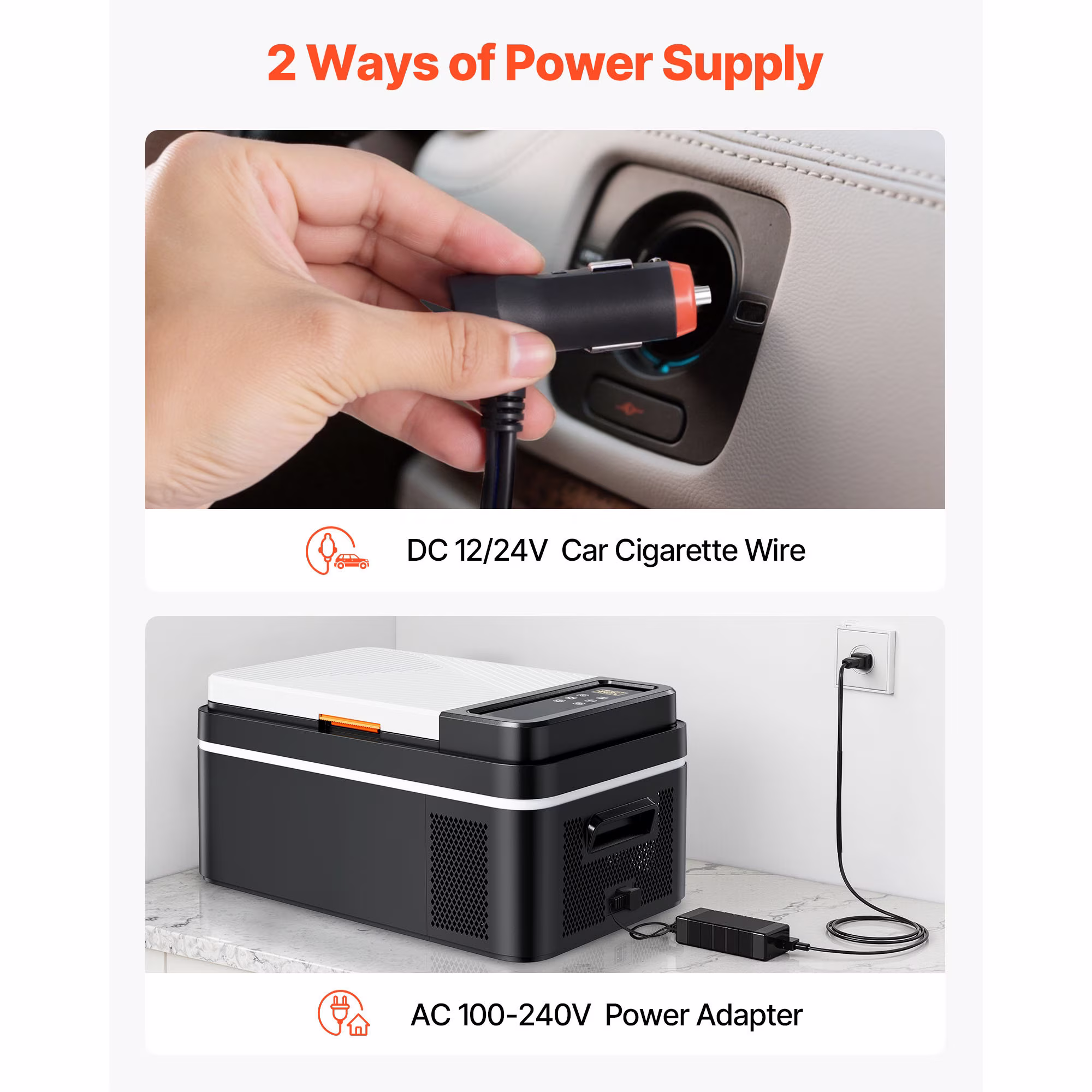 KFFKFF Portable Car Refrigerator, DC 12/24V AC100-240V Compressor Cooler, -4°F to 68°F Fridge with APP Control, 23 QT Freezer for RVs, Campsites, Boats, Camping, Fishing, 45W Electric Cooler - Image 4