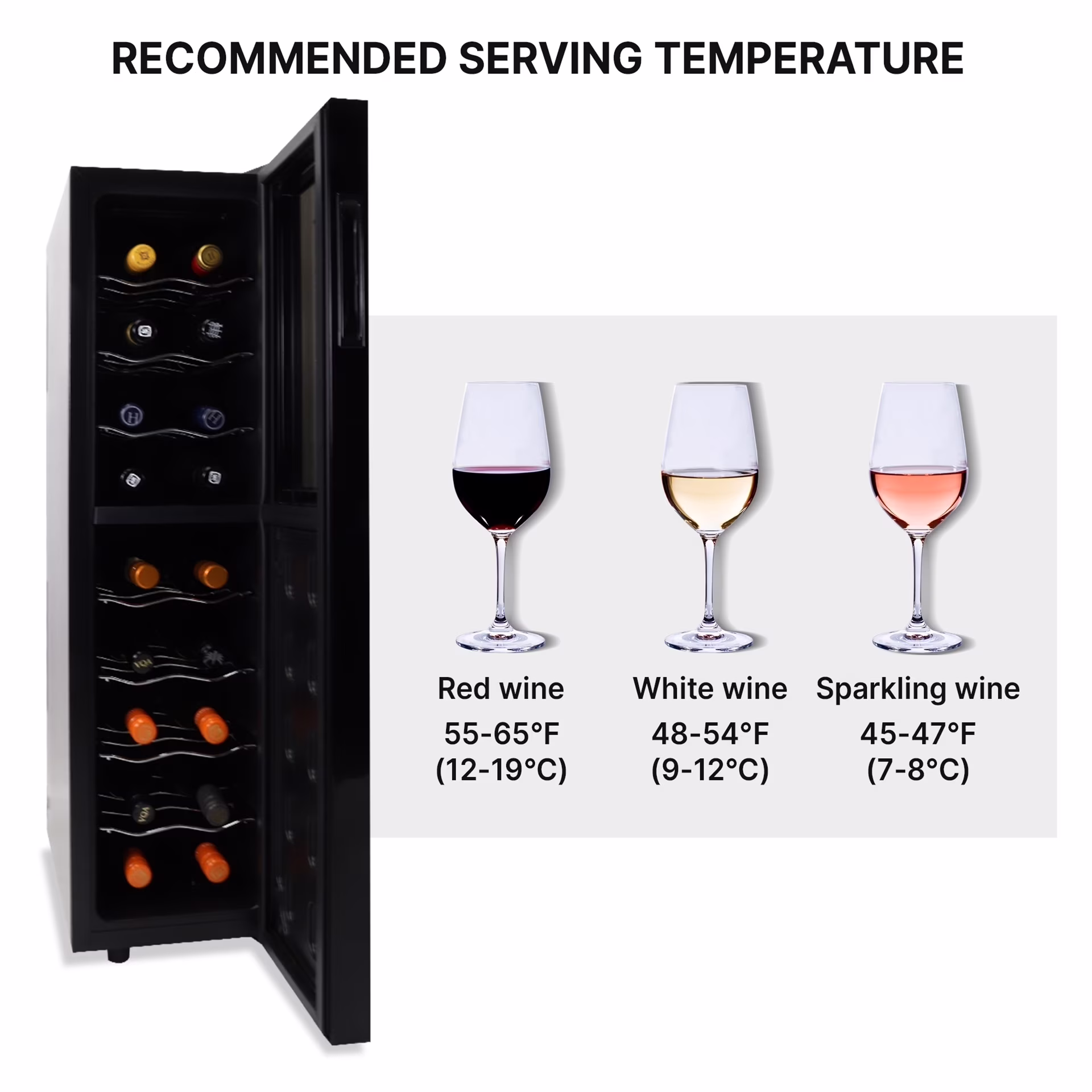 Koolatron 18 Bottle Slim Dual Zone Wine Cooler Freestanding Wine Fridge - Image 4