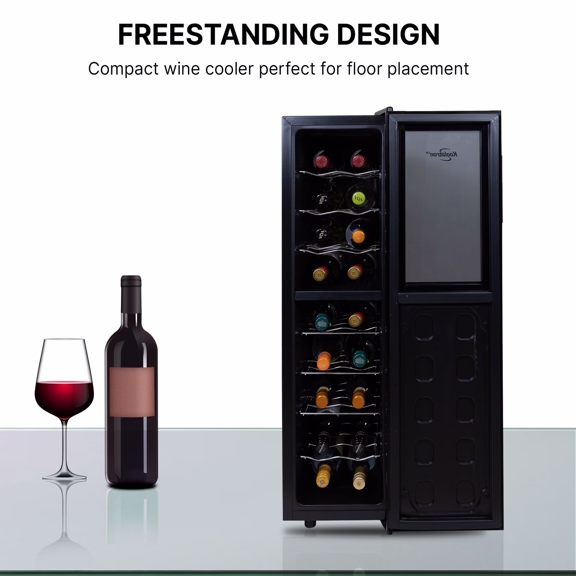 Koolatron 18 Bottle Slim Dual Zone Wine Cooler Freestanding Wine Fridge - Image 3